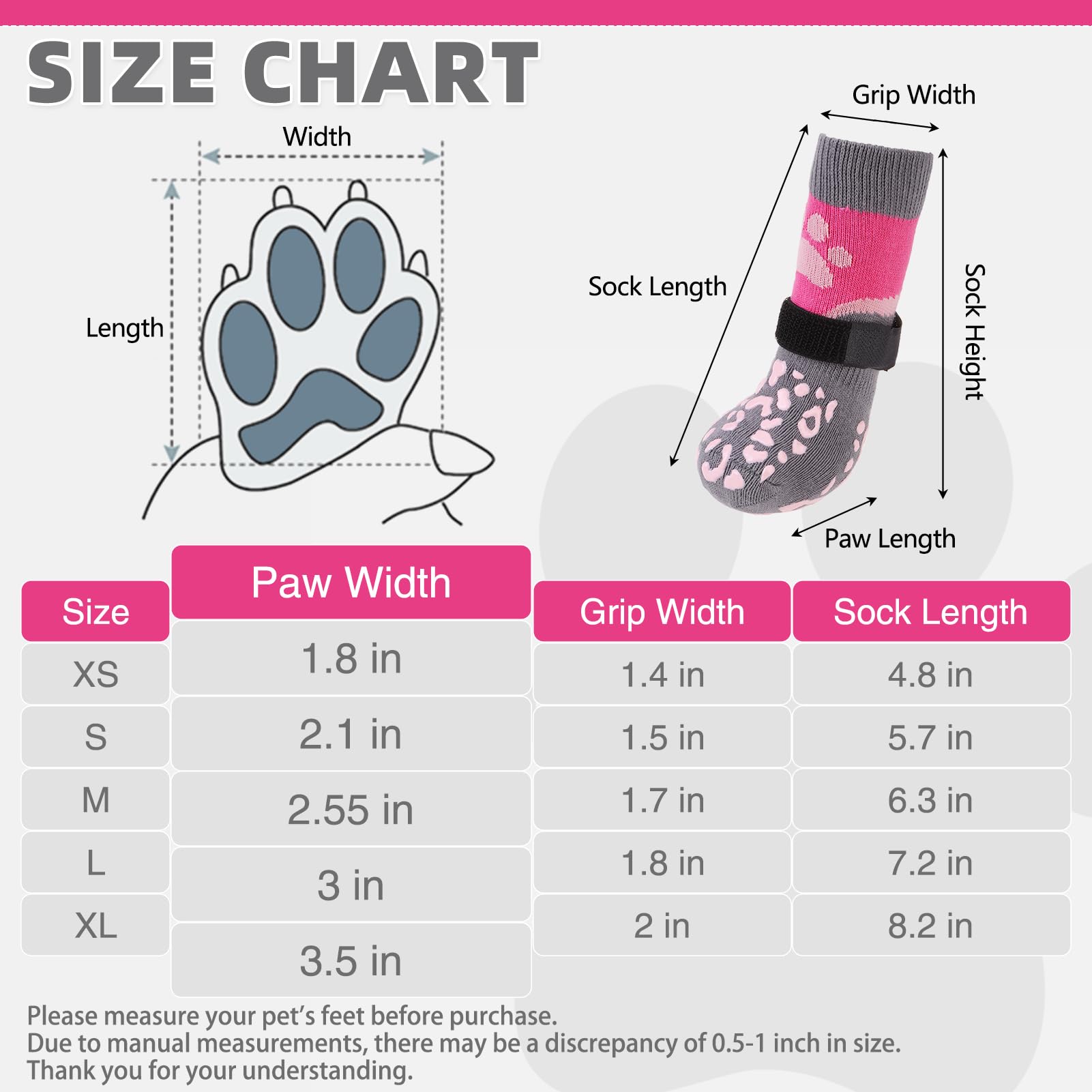 KOOLTAIL Dog Socks for Hot/Cold Pavement to Prevent Licking Paws Scratching,Non Slip Dog Boots&Paw Protector for Hardwood Floors
