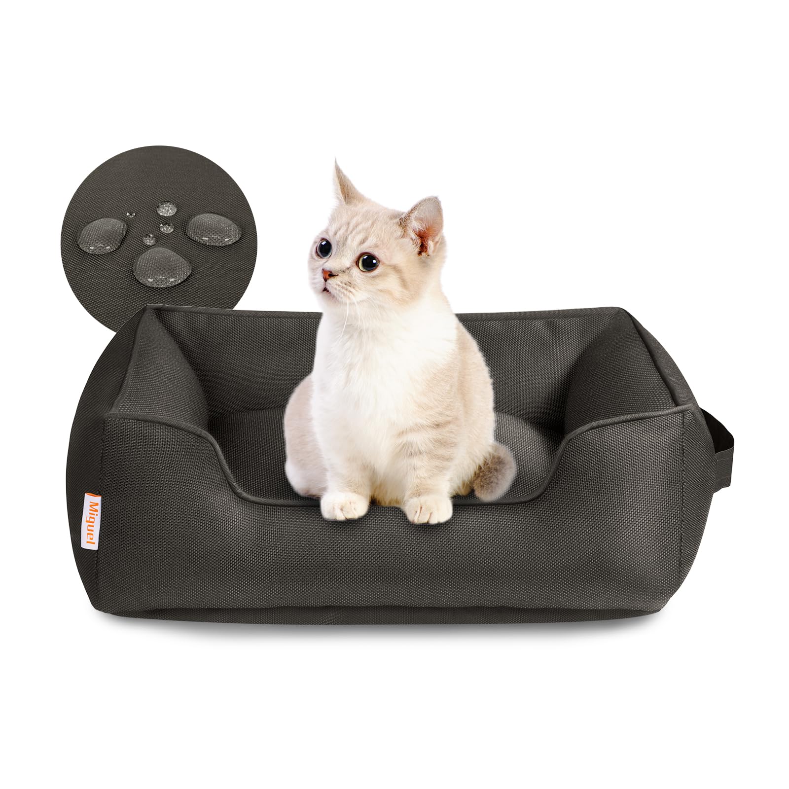 Miguel Outdoor Waterproof Cat Bed with Side, Oxford Durable Dog Bed for Small Dog Easy Clean, All Weather Rectangle Medium Pet B