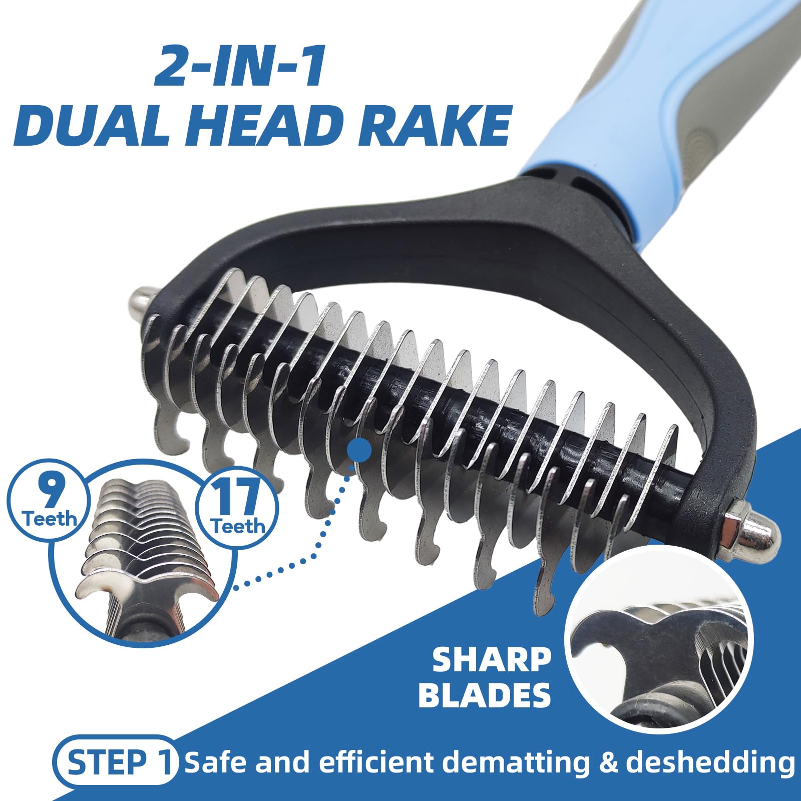 Kueiox Dog Brush For Shedding,7 Pcs Dog Grooming Brush Kit To De-Fur,Dog Hair Slicker Deshedding Brush With Undercoat Rake Comb