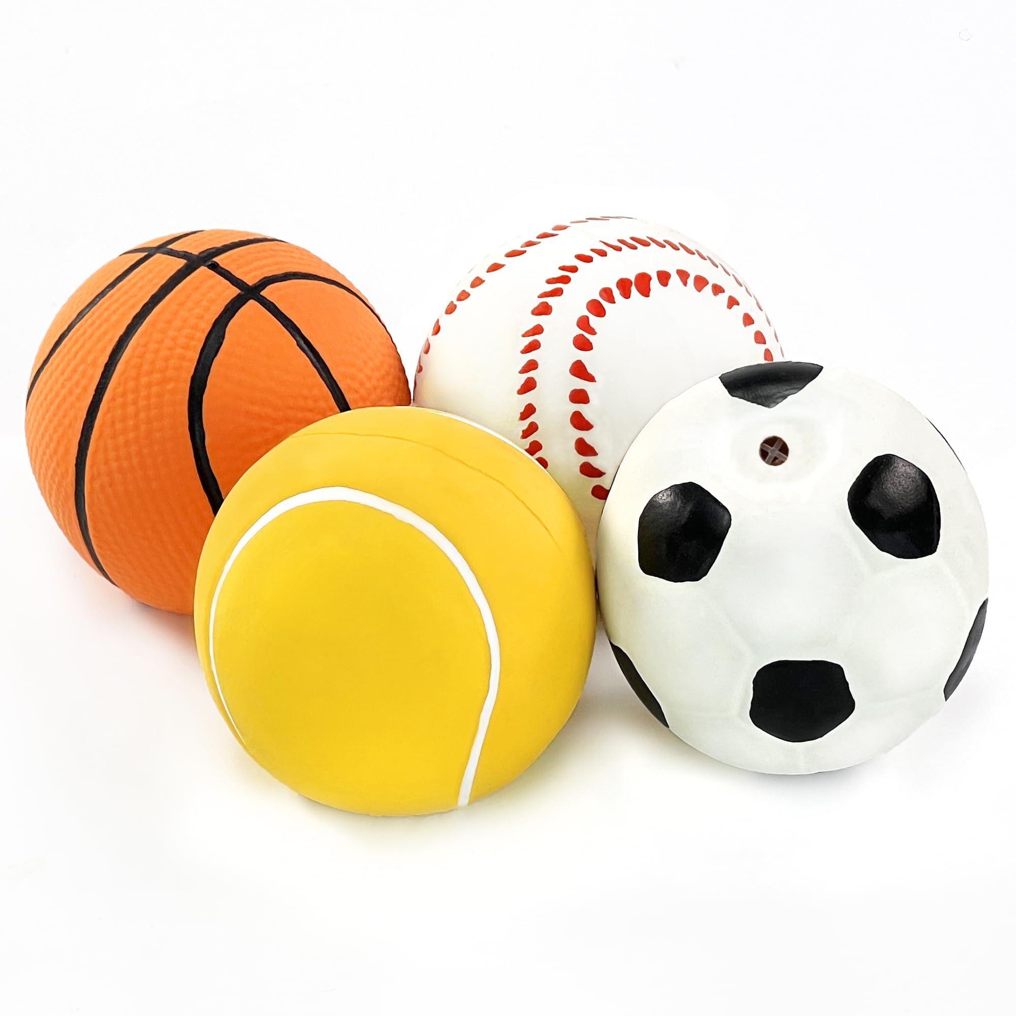 CHIWAVA 2.4" Squeak Latex Puppy Dog Toy Balls - 4 Pack Assorted Color Fetch Toys for Small Dogs, Model DTL00027