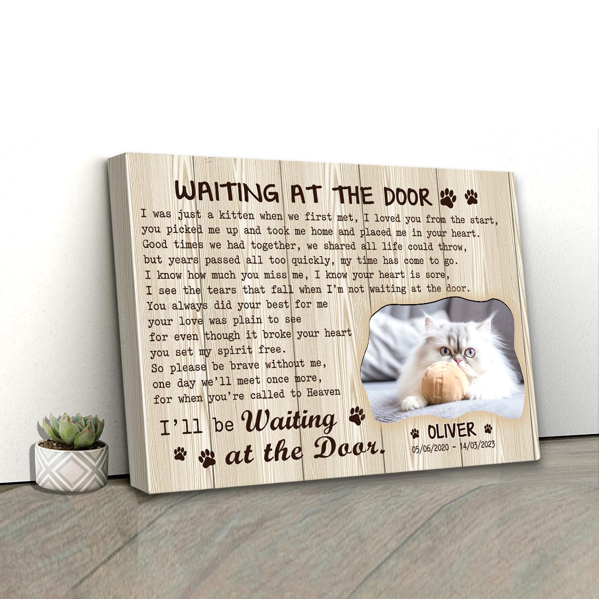 C80812 Funny Cat Memorial Gifts - Personalized Canvas Wall Art Decor With Sayings For Cat Lovers - Custom Size Landscapes
