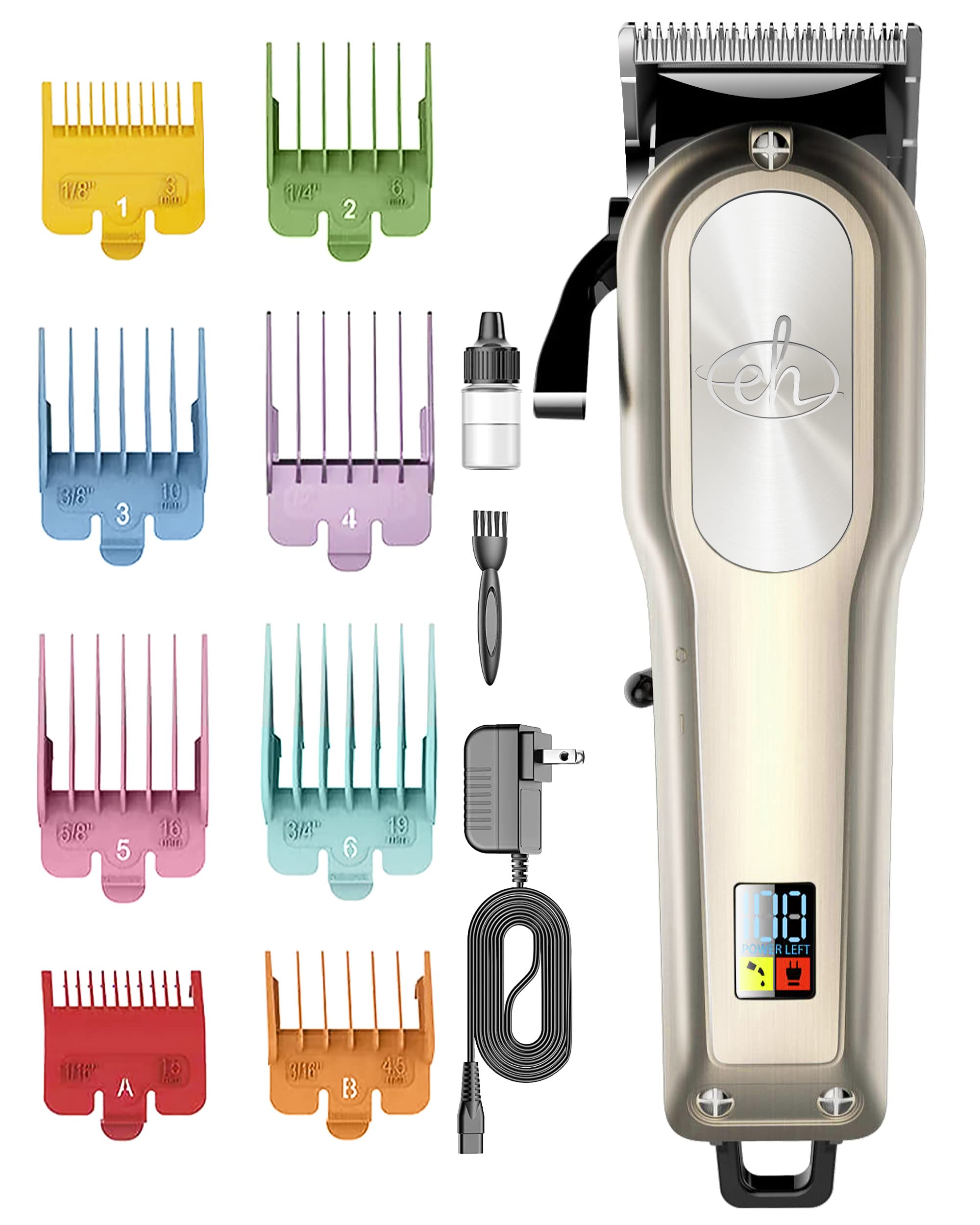 E-Hunter Professional Dog Clippers Cordless Rechargeable - Pet Grooming Kit With 8 Comb Guides, Led Display & Quiet Motor 50Db F