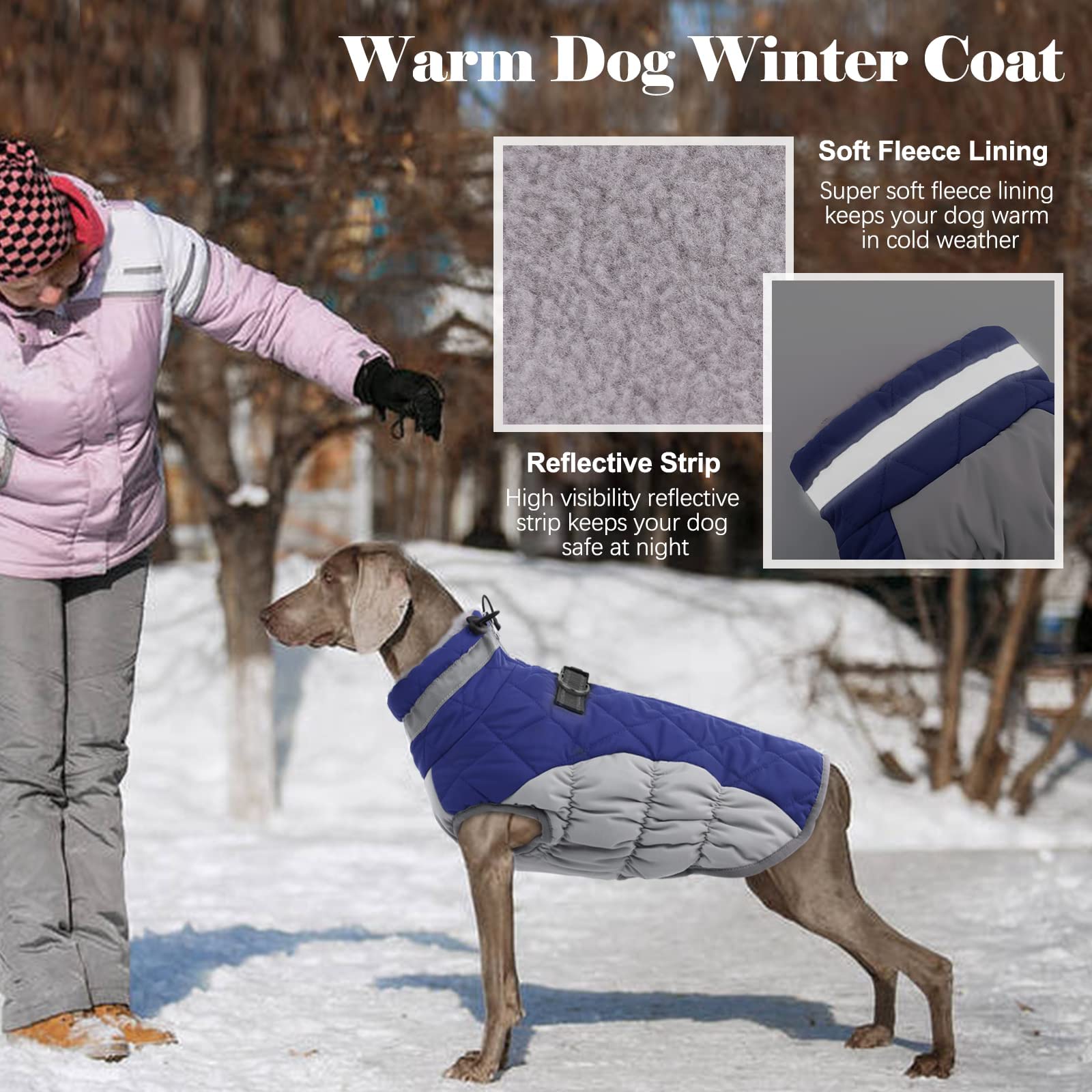 Lelepet Warm Dog Winter Coat Dog Coat Fleece Dog Jacket With Harness Dog Cold Weather Coats Windproof Reflective Turtleneck Xs D