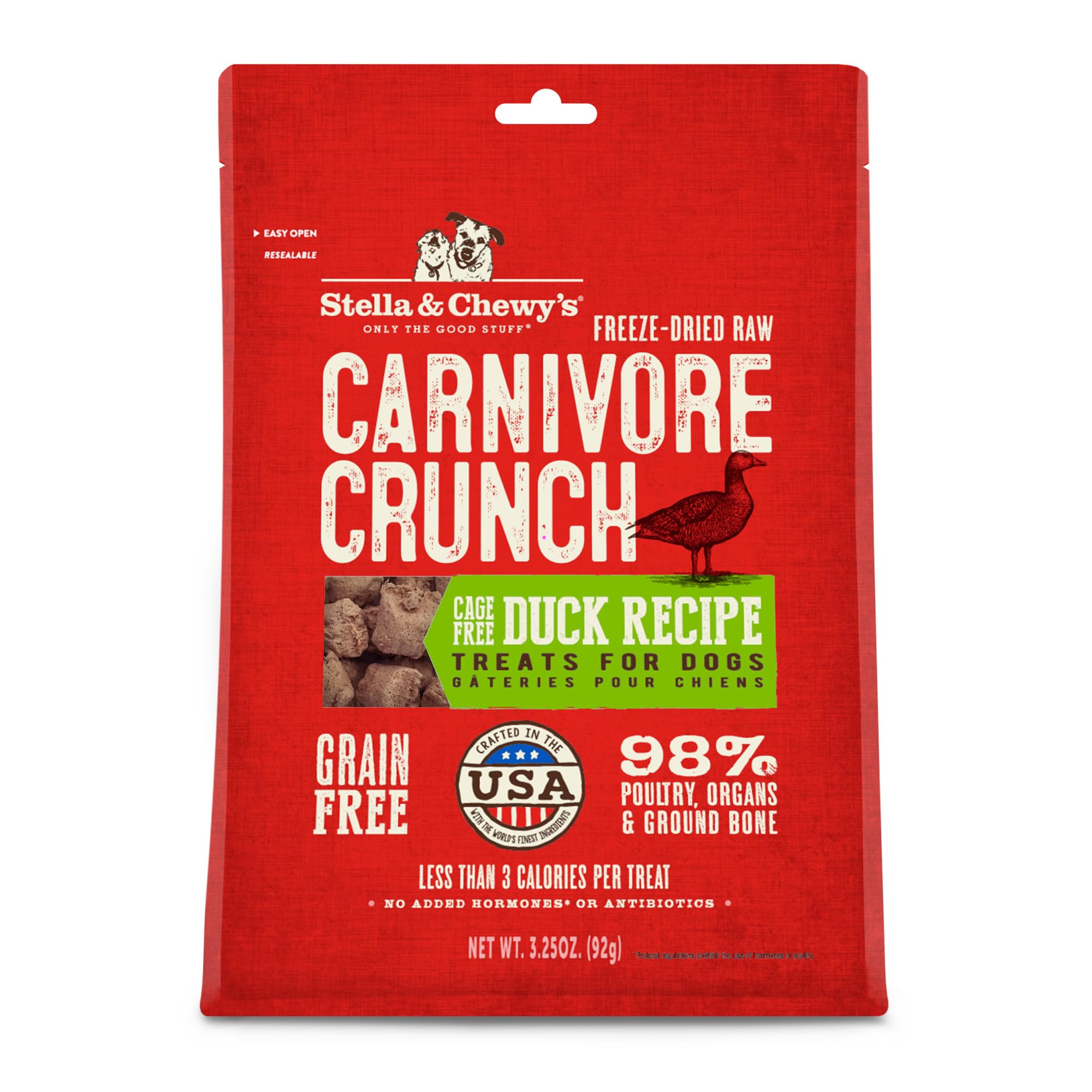 Stella & Chewy's Freeze-Dried Raw Dog Treats, Cage-Free Duck, 3.25 oz. Bag - Healthy Crunchy Snack for Dogs