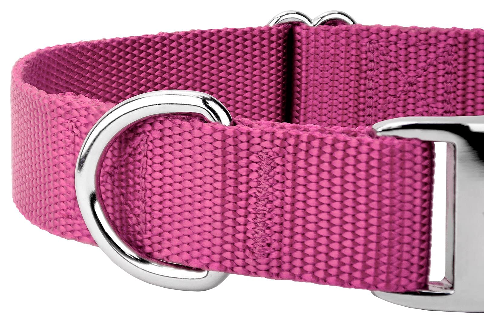 Country Brook Design - Vibrant 30+ Color Selection - Premium Nylon Dog Collar With Metal Buckle (Large, 1 Inch Wide, Rose)