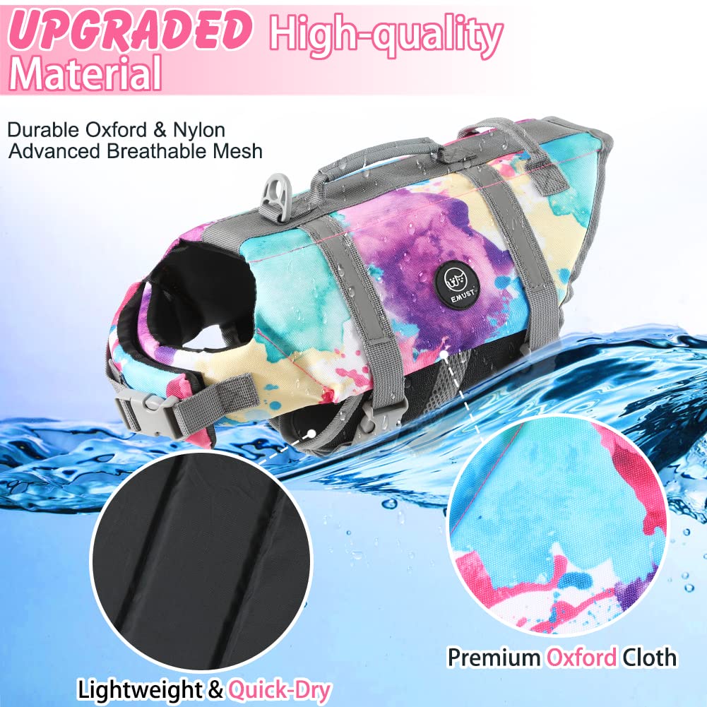 Emust Dog Life Preserver, Pet Life Vests For Swimming, Beach Boating With High Buoyancy, Dog Flotation Vest For Small/Medium/Lar
