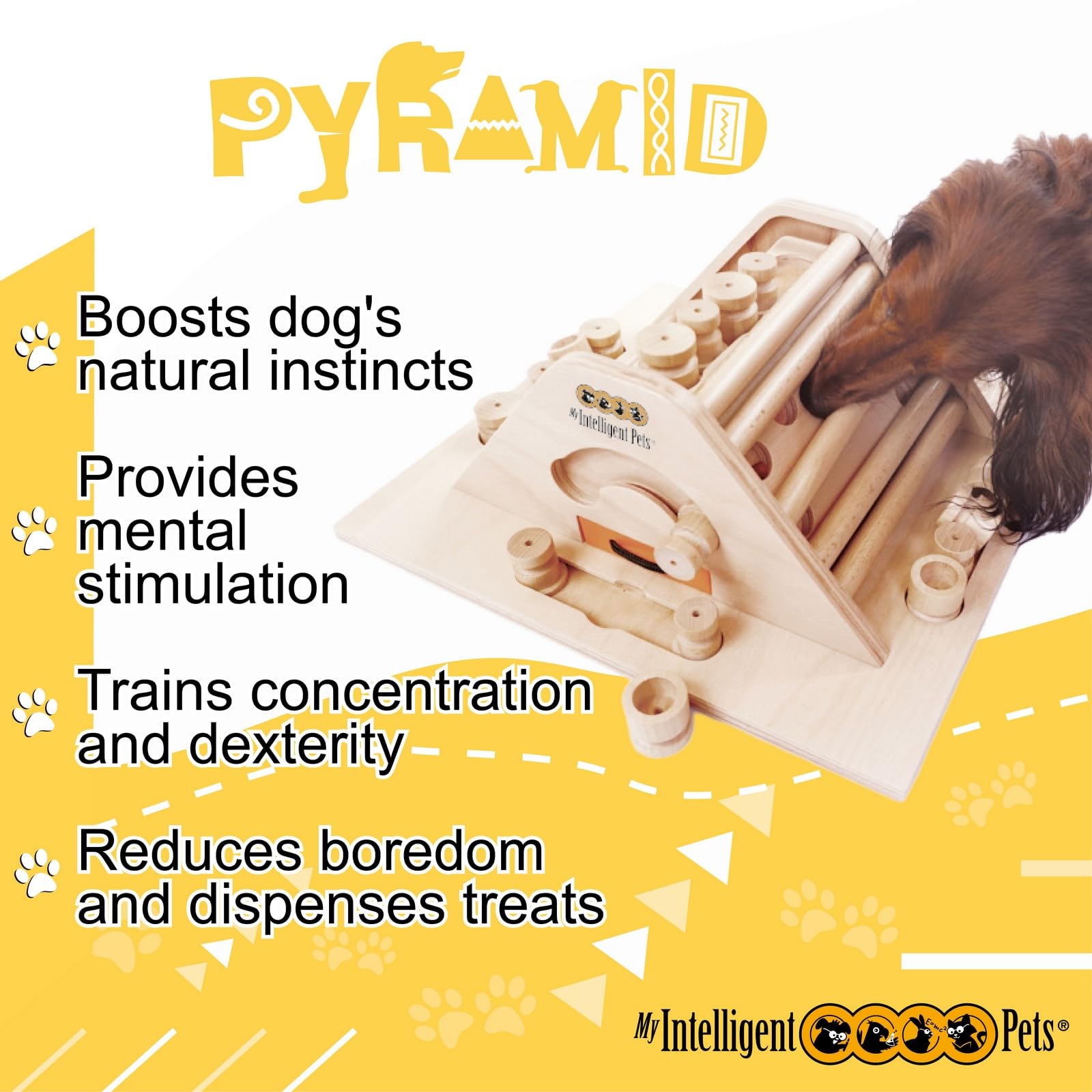 My Intelligent Dogs Pyramid - Brain Game for Dogs, Interactive Wooden Puzzle Toy for Mental Stimulation, Boredom Buster for Smar