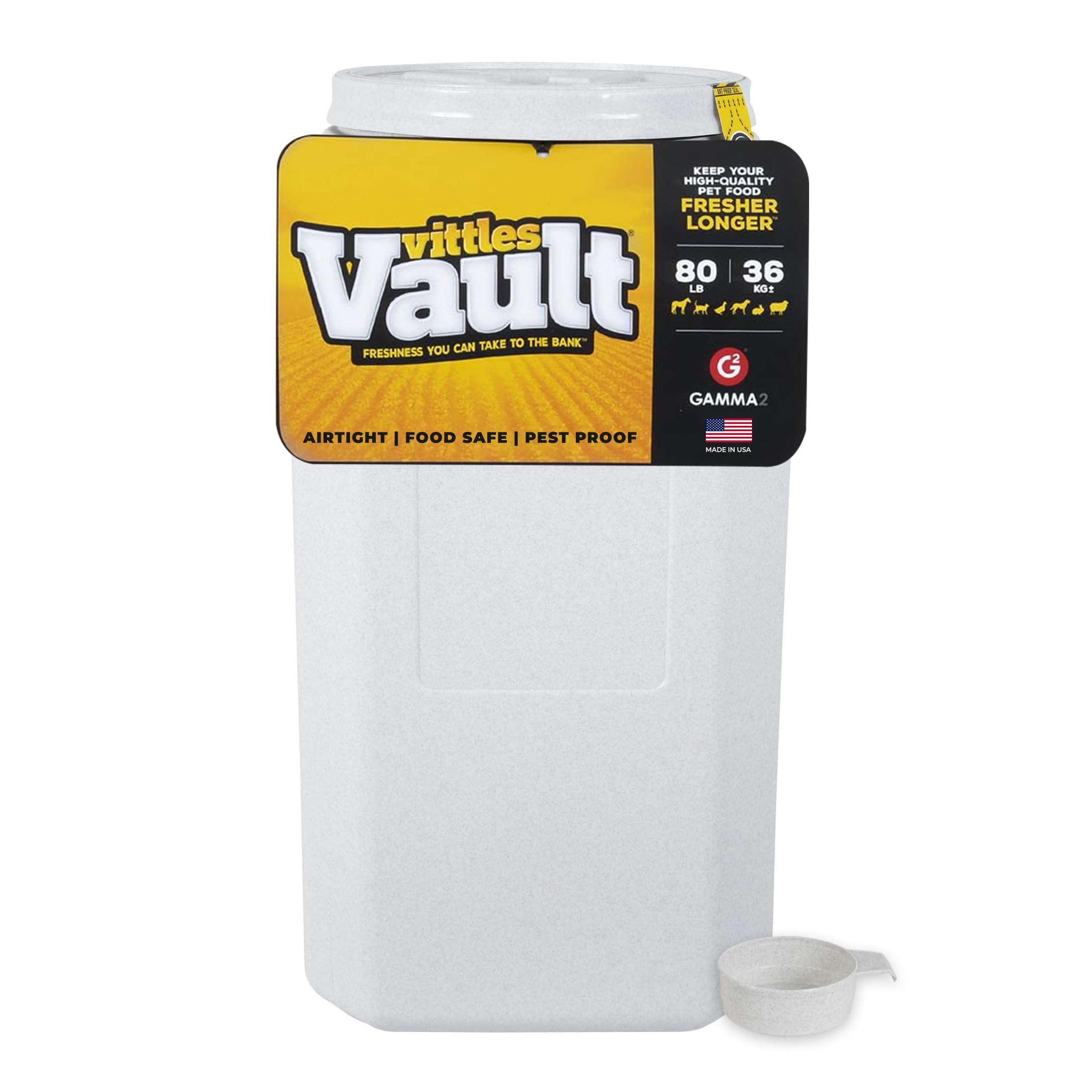 Vittles Vault Traditional Pet Food Storage Container For Dog Kibbles/Bird Seed/Oatmeal/Rice/Flour/Cereal, BPA Free Plastic, Seal