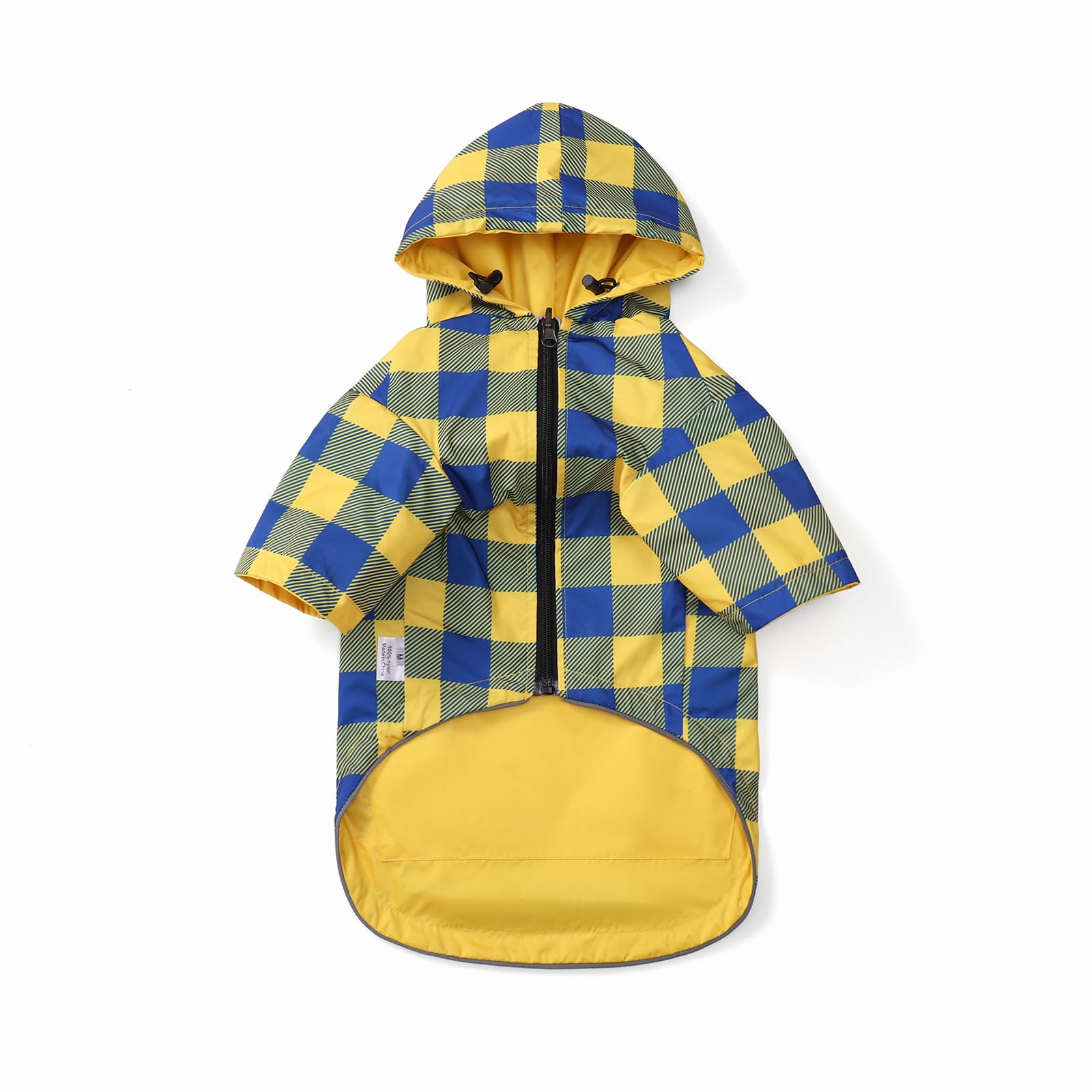 Dog Raincoat Dogs Waterproof Reversible Rain Jacket Dog Small Medium Breeds Reflective Zipper Storage Pocket Harness Hole - Yell