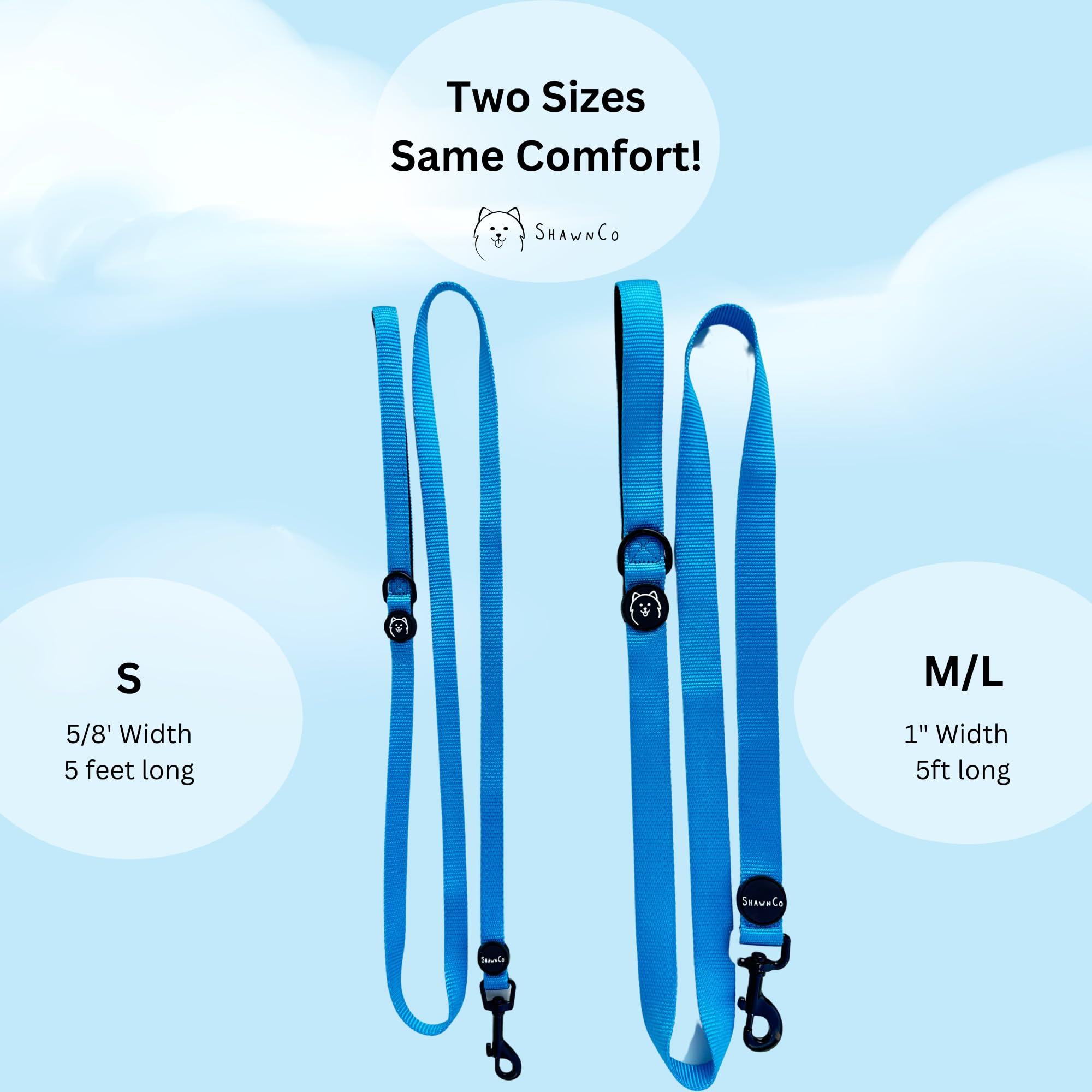 Shawnco Dream Walk Dog Leash- Premium, Nylon Pet Leash With Soft Neoprene Handle For Small, Medium And Large Dogs (Midnight, Med