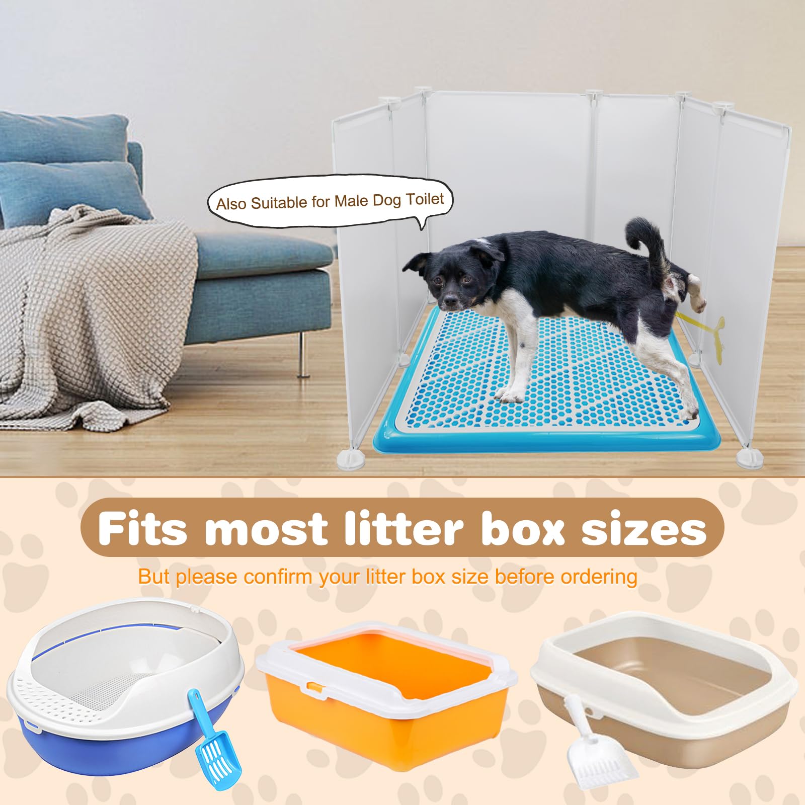 Fhtonge 2 Pack Cat Litter Box Enclosure Splash Guard, Extra Large Pee Shields For Low Sided Box Wall Protector, Spill Proof Priv