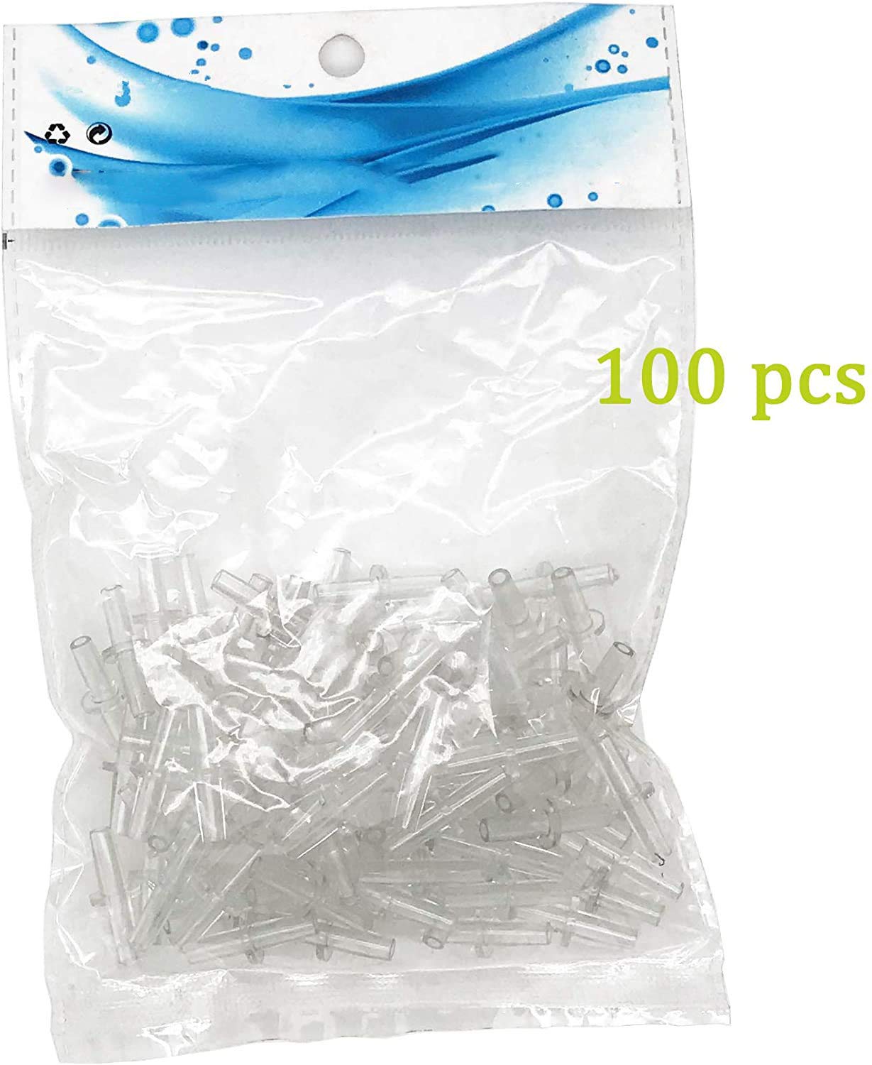 Xmhf Plastic Aquarium Air Tube Pipe Pump Valve Connector Inline Tubing Straight 100Pcs