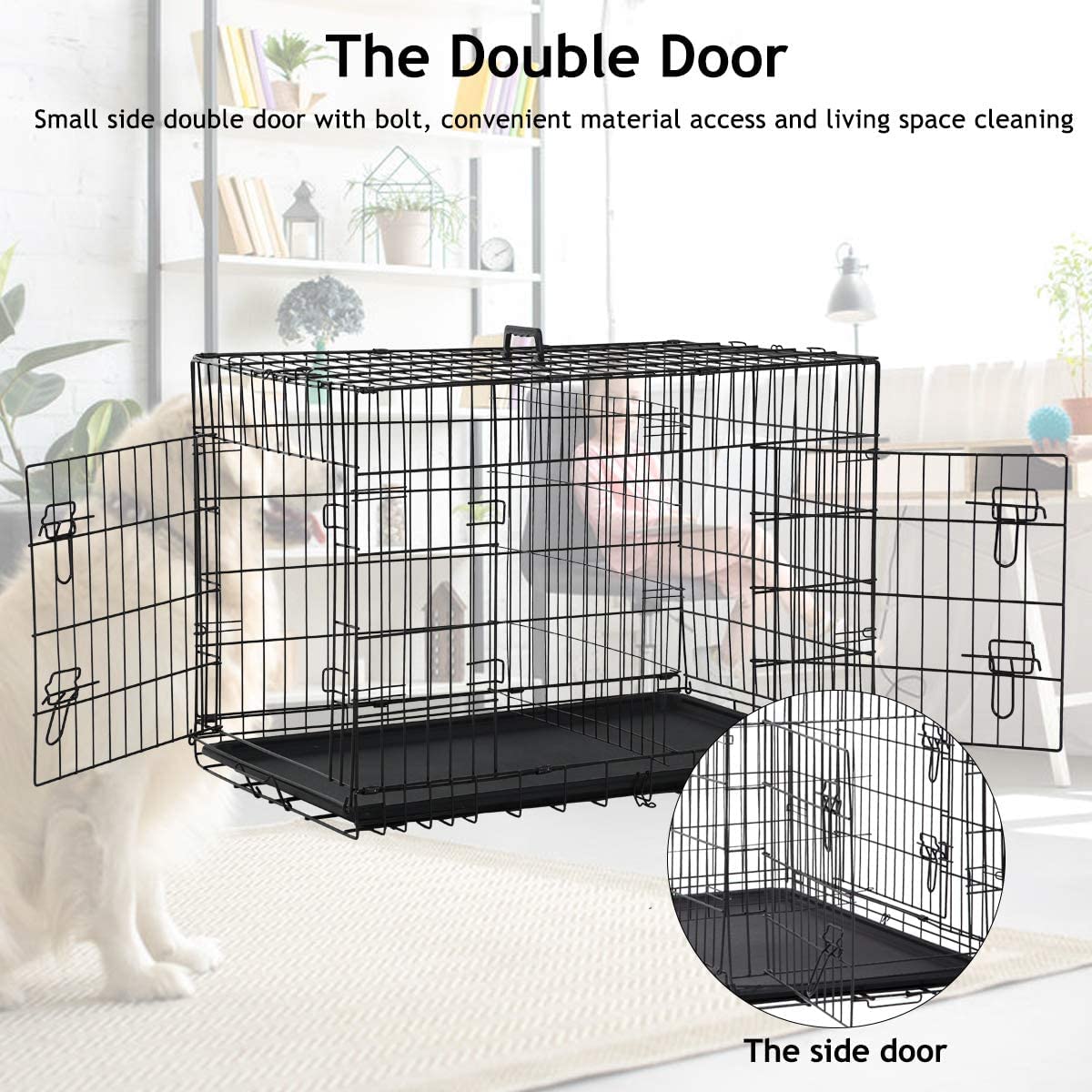 42 inch Dog Crates for Large Dogs XL Dog Cage Folding Dog Kennels and Metal Wire Crates Pet Animal Segregation Cage Crate with D