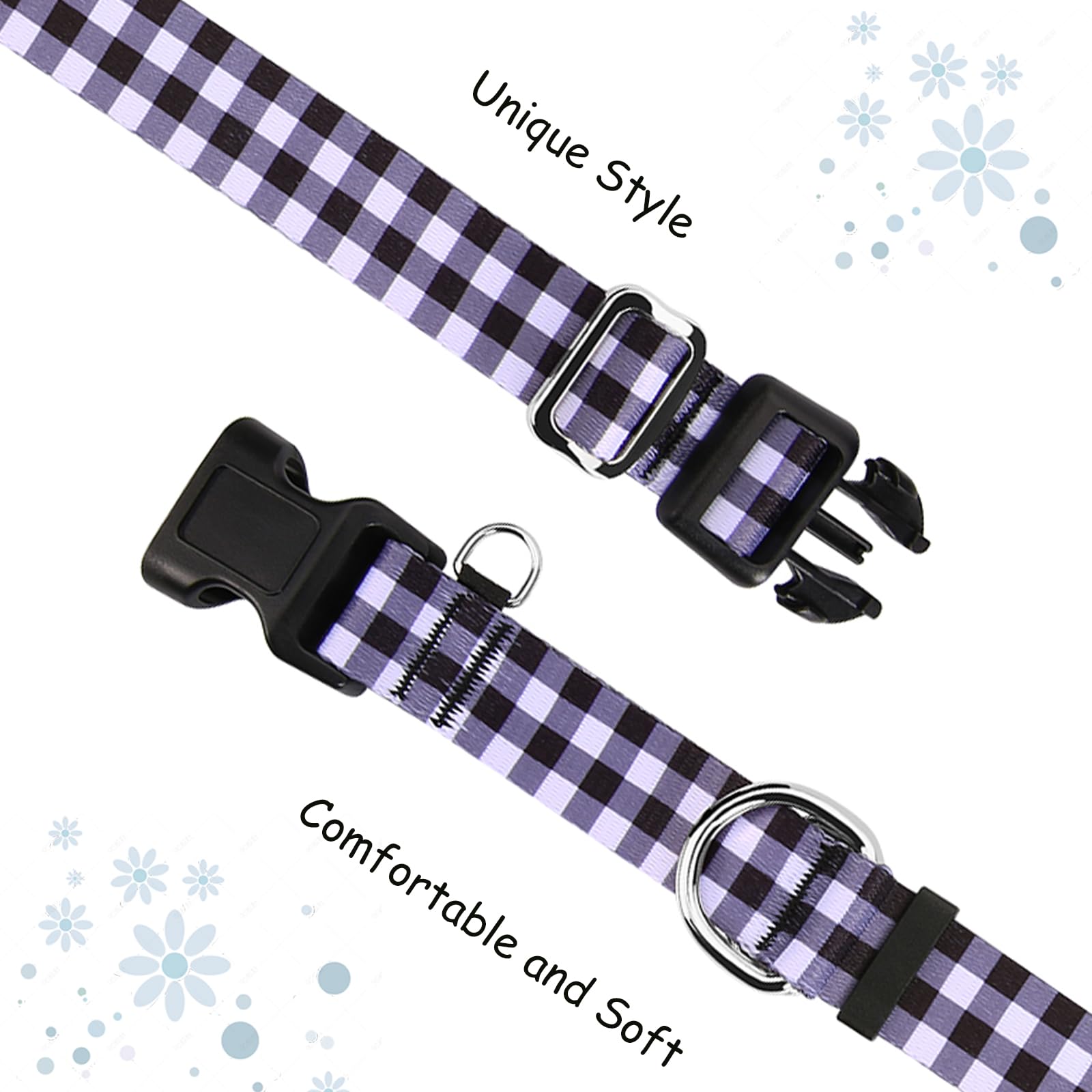 Fidohug Martingale Collar For Small Dogs With Buckle Adjustable Nylon No Pull Training Dog Collars (Black White Checkered, Small