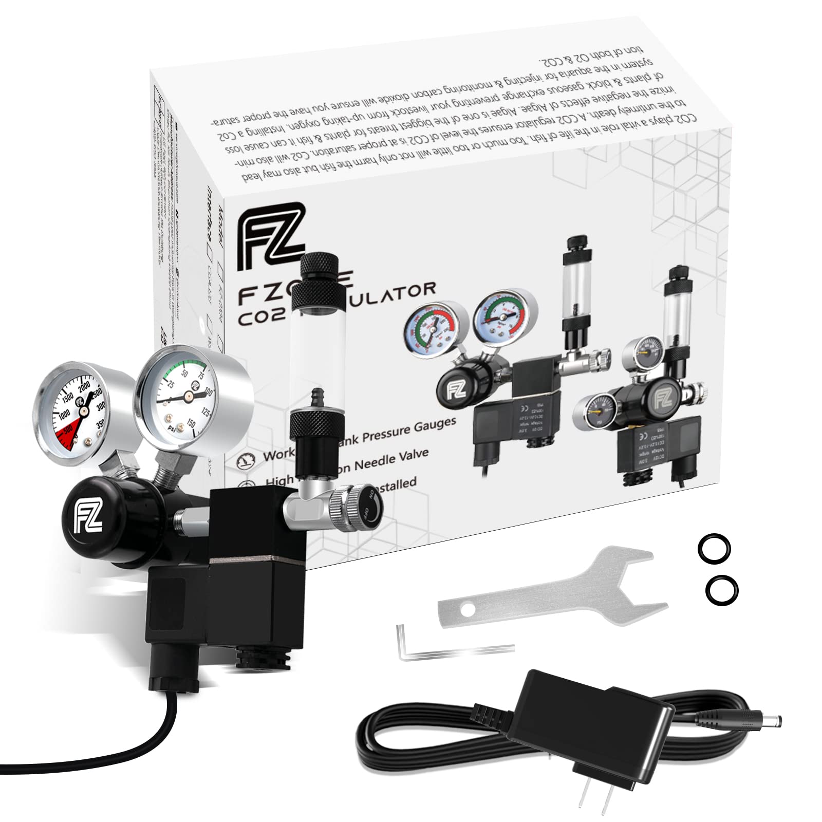 Fzone Aquarium Co2 Regulator Dc Solenoid With Bubble Counter And Check Valve Plant Grow Diy Co2 System Cga320 Side Open Cylinder