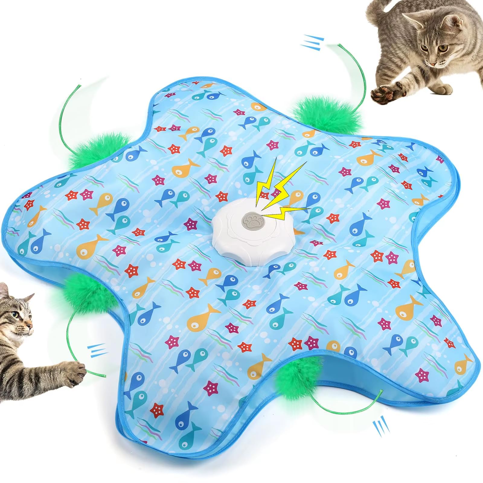 Enahole Interactive Cat Toy Hide And Seek Interactive Cat Toys TouchActivated Kitten Toy Moving Concealed Wand Feather 3 In 1 A