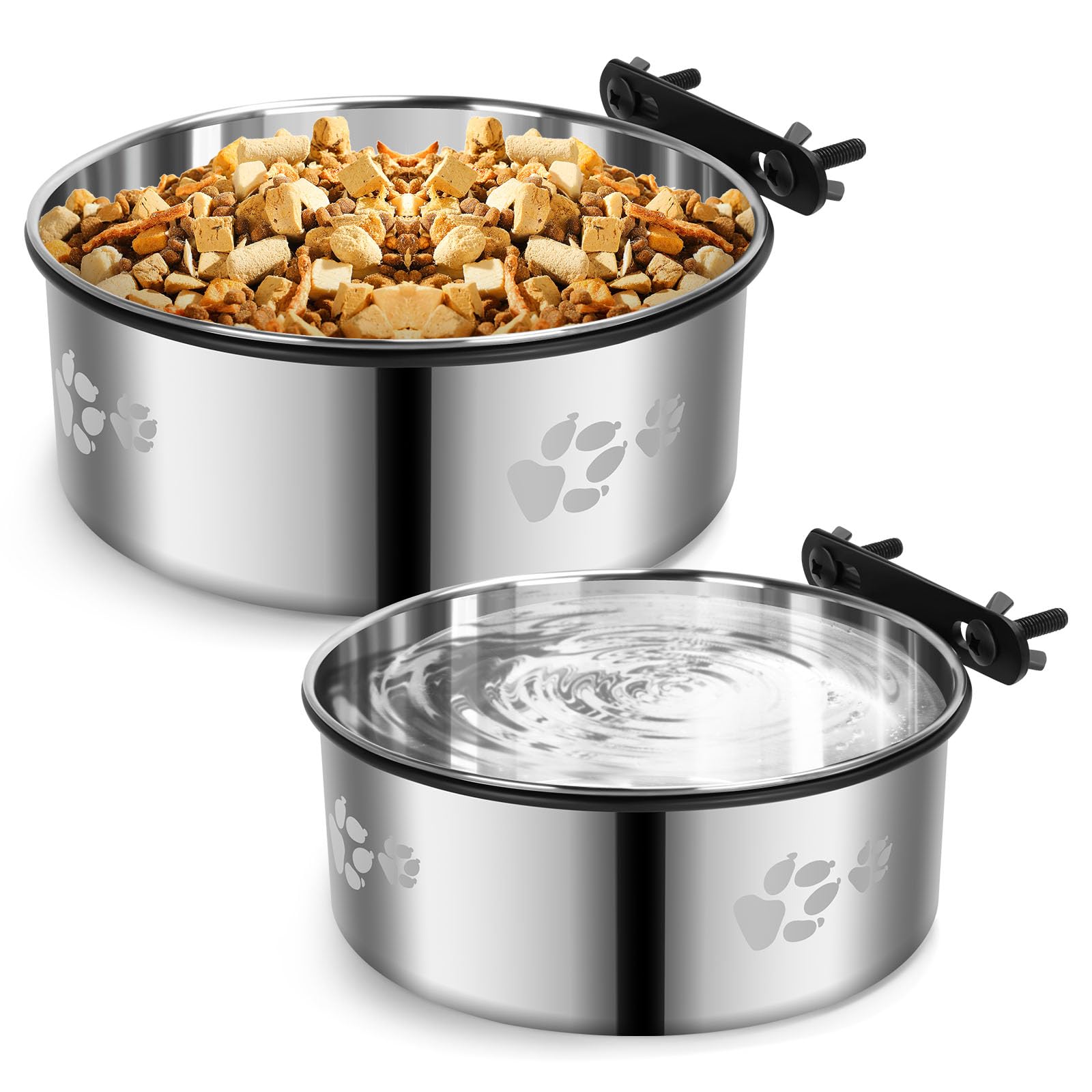 Dog Crate Bowl,2 Pack Metal Dog Water Food Bowl No Spill,Hanging Dog Bowls For Kennel,Dog Crate Water Feeder,Stainless Steel Ken