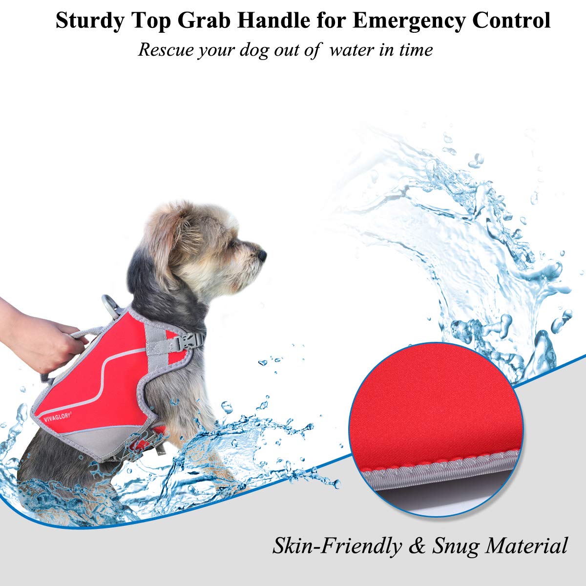 Vivaglory Neoprene Dog Life Jacket Puppy Life Jacket For Boating Hunting & Swimming, Lightweight With Leash Ring, Xs, Red