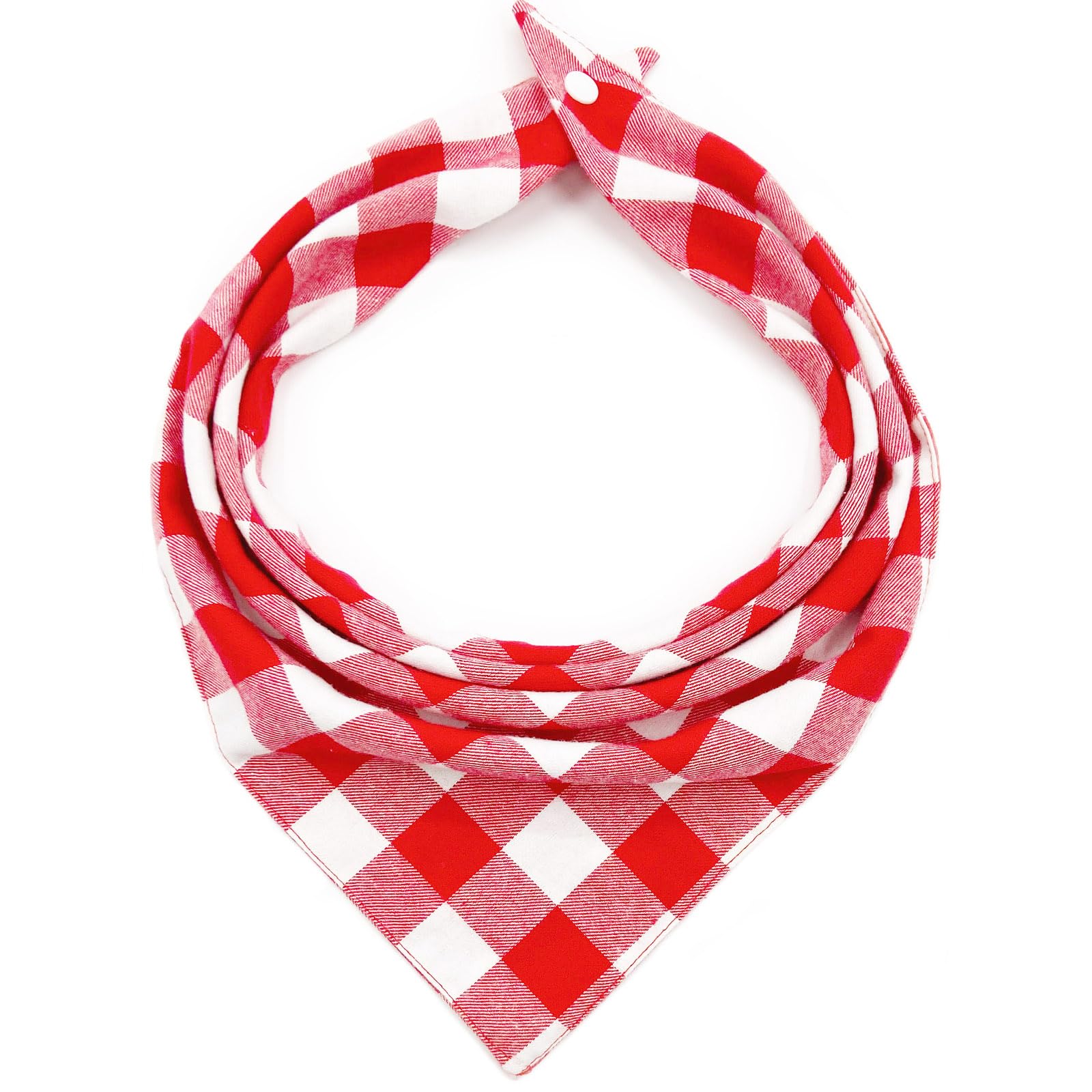 Christmas Plaid Dog Bandana with Button, Fall Dual Layer Scarf Soft Cotton Triangle Bib Girls and Boys Kerchief Adjustable Acces