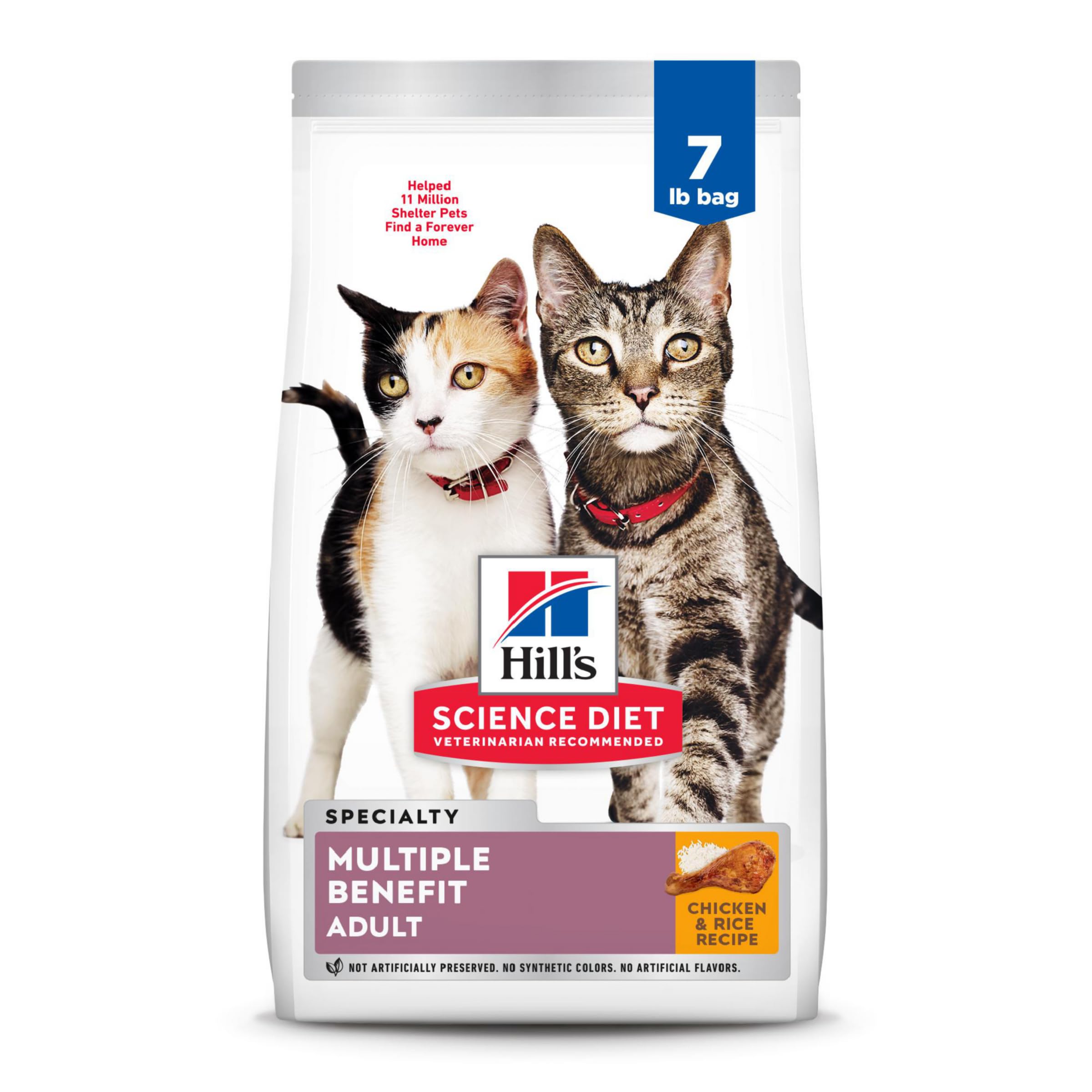 Hills Science Diet Multi-Benefit, Adult 1-6, Multiple Benefit, Dry Cat Food, Chicken Recipe, 7 lb Bag
