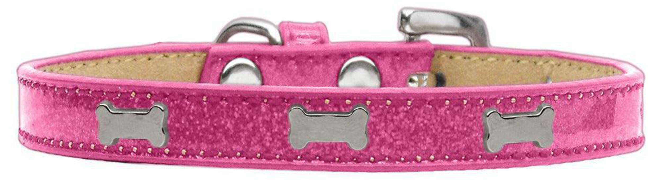 Mirage Pet Products Bone Widget Dog Collar, Size 12, Orange/Silver