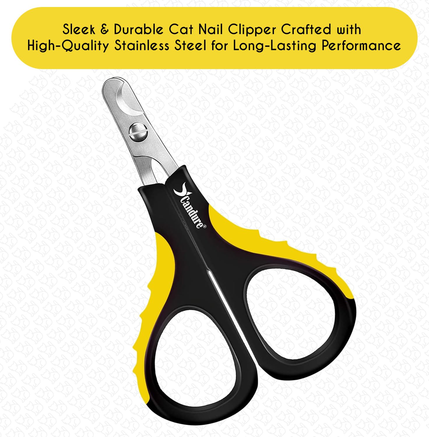 Candure Cat Nail Clipper - Stainless Steel Trimmers for Small Pets, Dark Yellow, Model TY