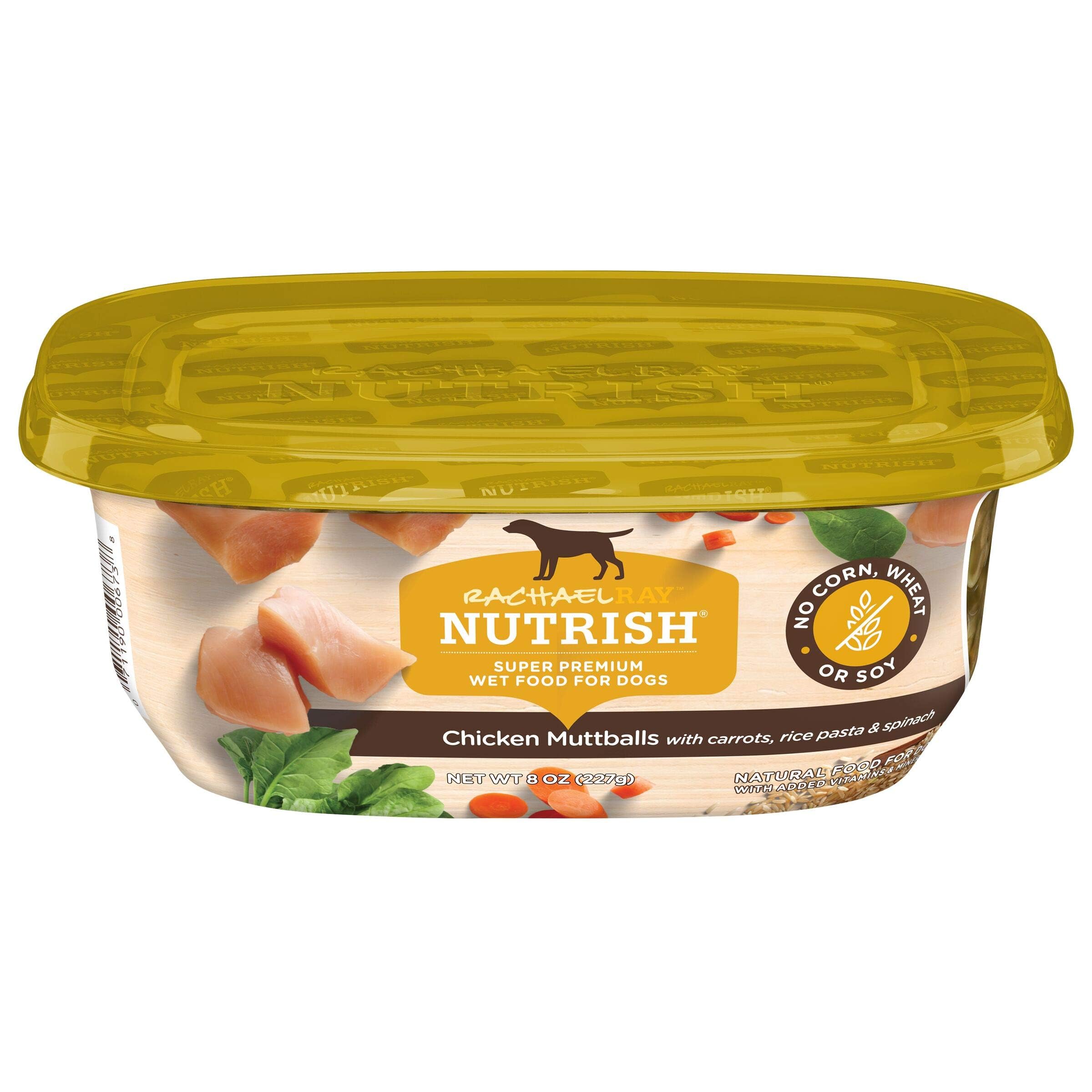 Rachael Ray Nutrish Premium Natural Wet Dog Food, Chicken Muttballs Recipe, 8 Ounce Tub (Pack of 8)