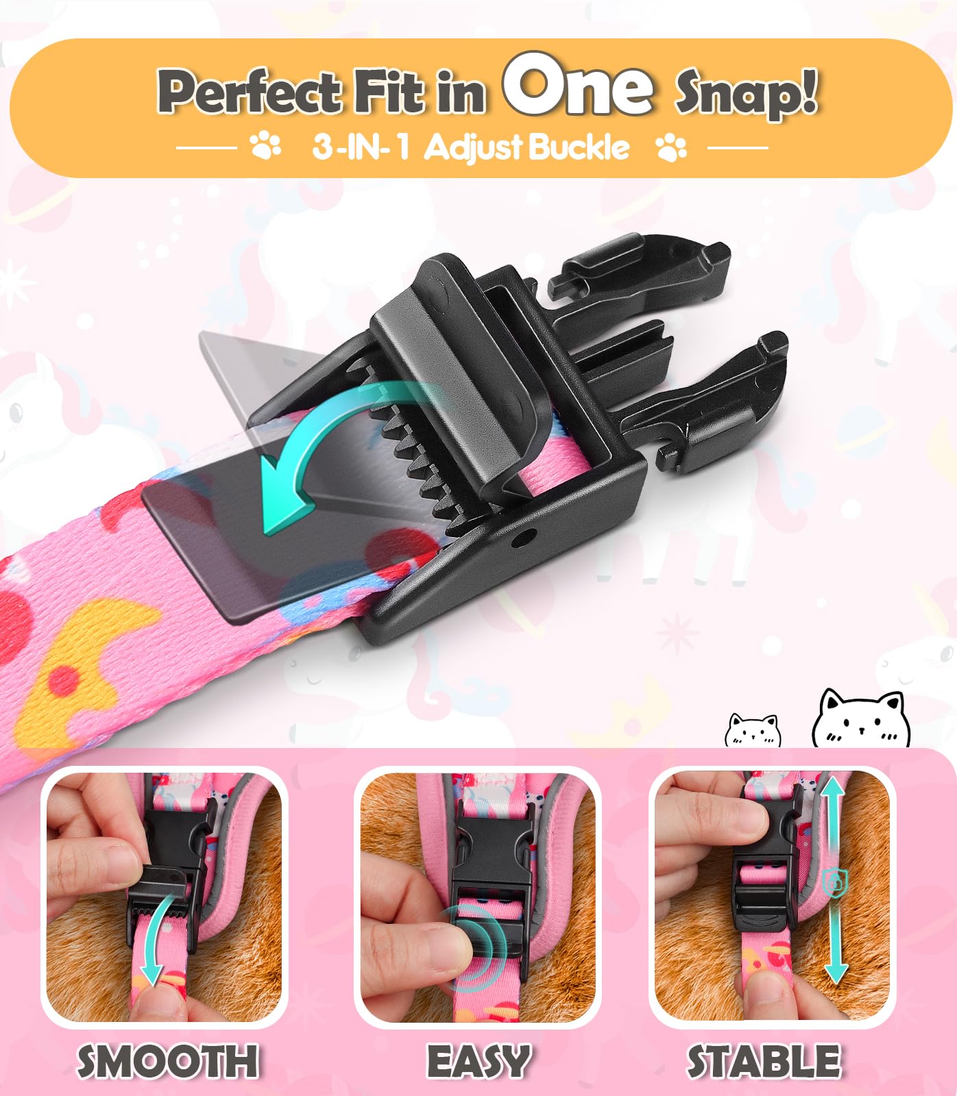 Halypet Cat Harness And Leash Set[Max Safety 4Th-Gen] Cute Escape Proof Vest Harness For Girl&Boy Cat Walking, Comfortable Adjus