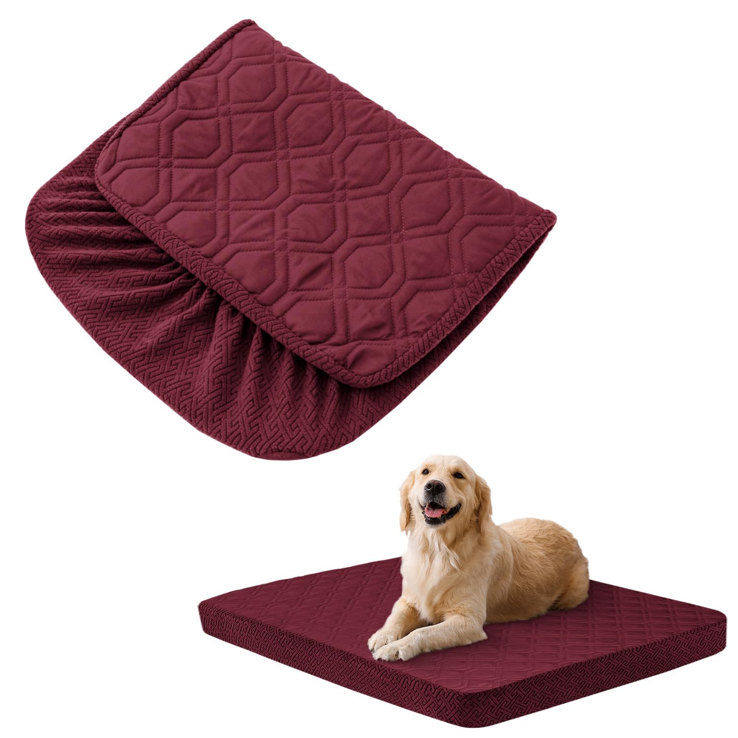 Boctopug Dog Bed Covers Replacement Washable - Waterproof Dog Bed Covers Quilted, Water Absorbable Pet Puppy Bed Cover For Dog C