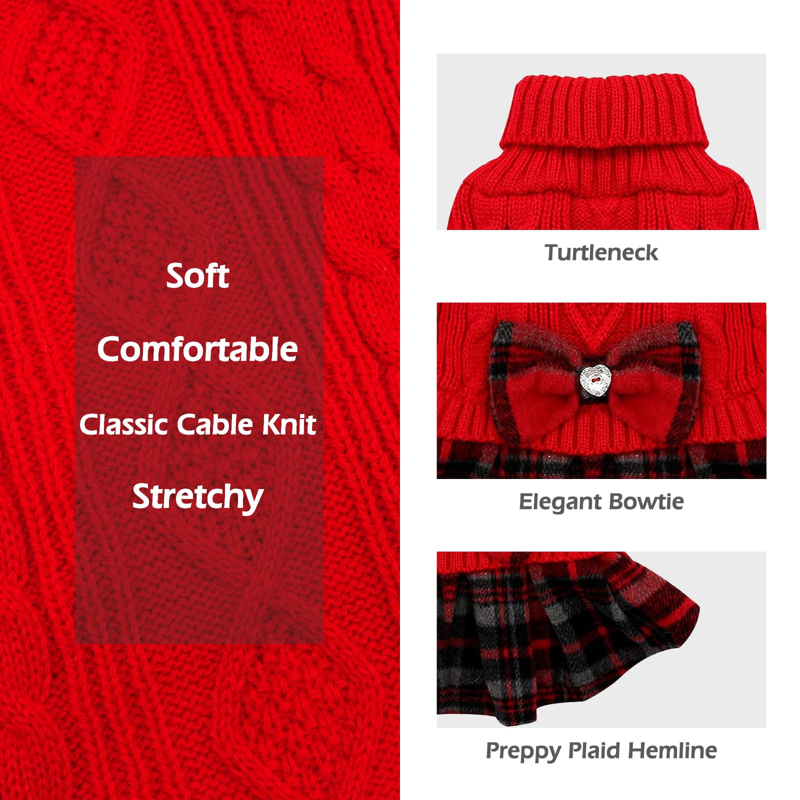Kyeese Dog Christmas Sweater Comfy Dog Sweater Warm Medium Dog Sweater With Bowtie Soft Dog Sweater For Medium Dogs Girl Turtlen