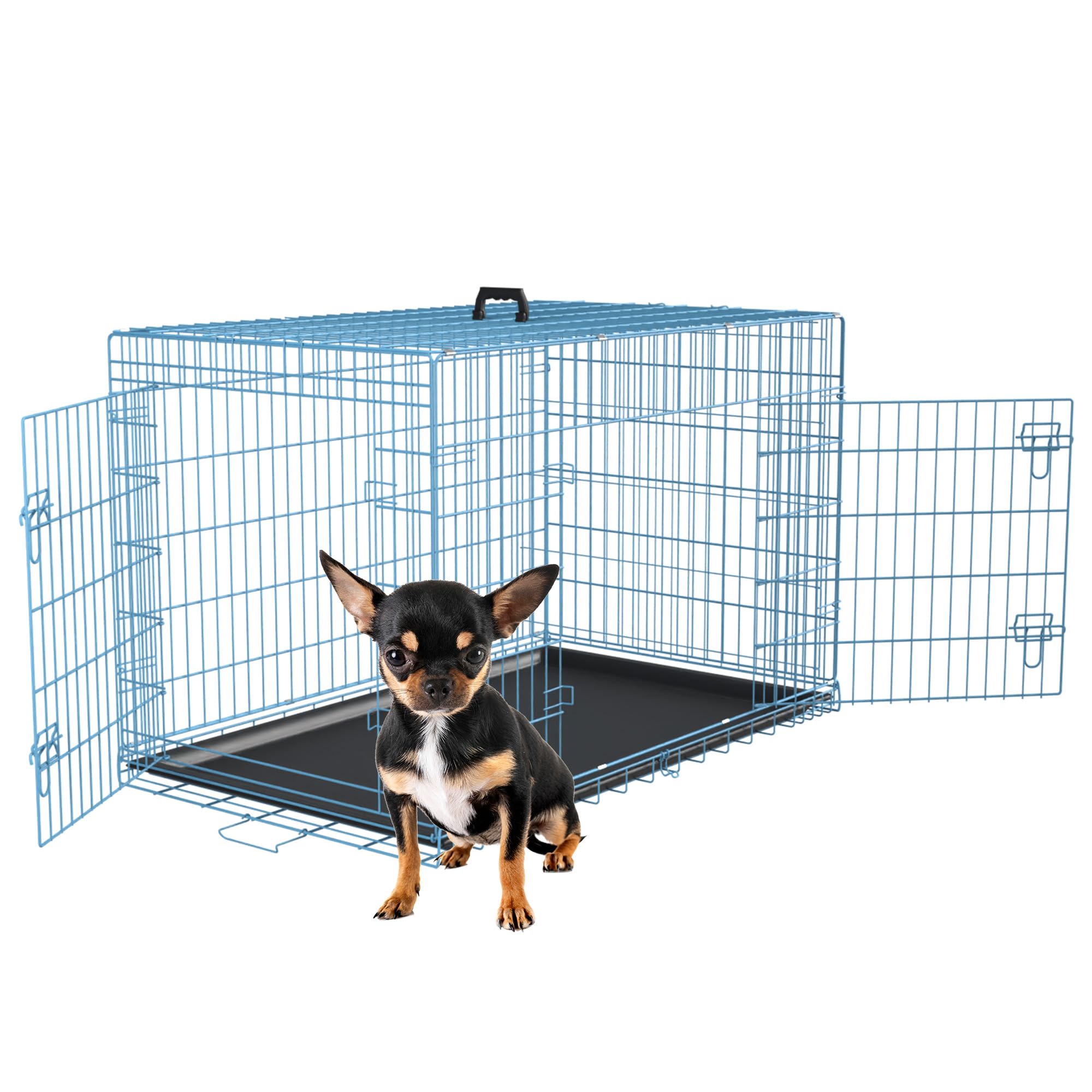 Fdw 24 Inch Dog Crate Dog Kennel Cage With Double Door Folding Metal Wire Dog Cage With Removable Tray&Divider Panel,Pet Crate F