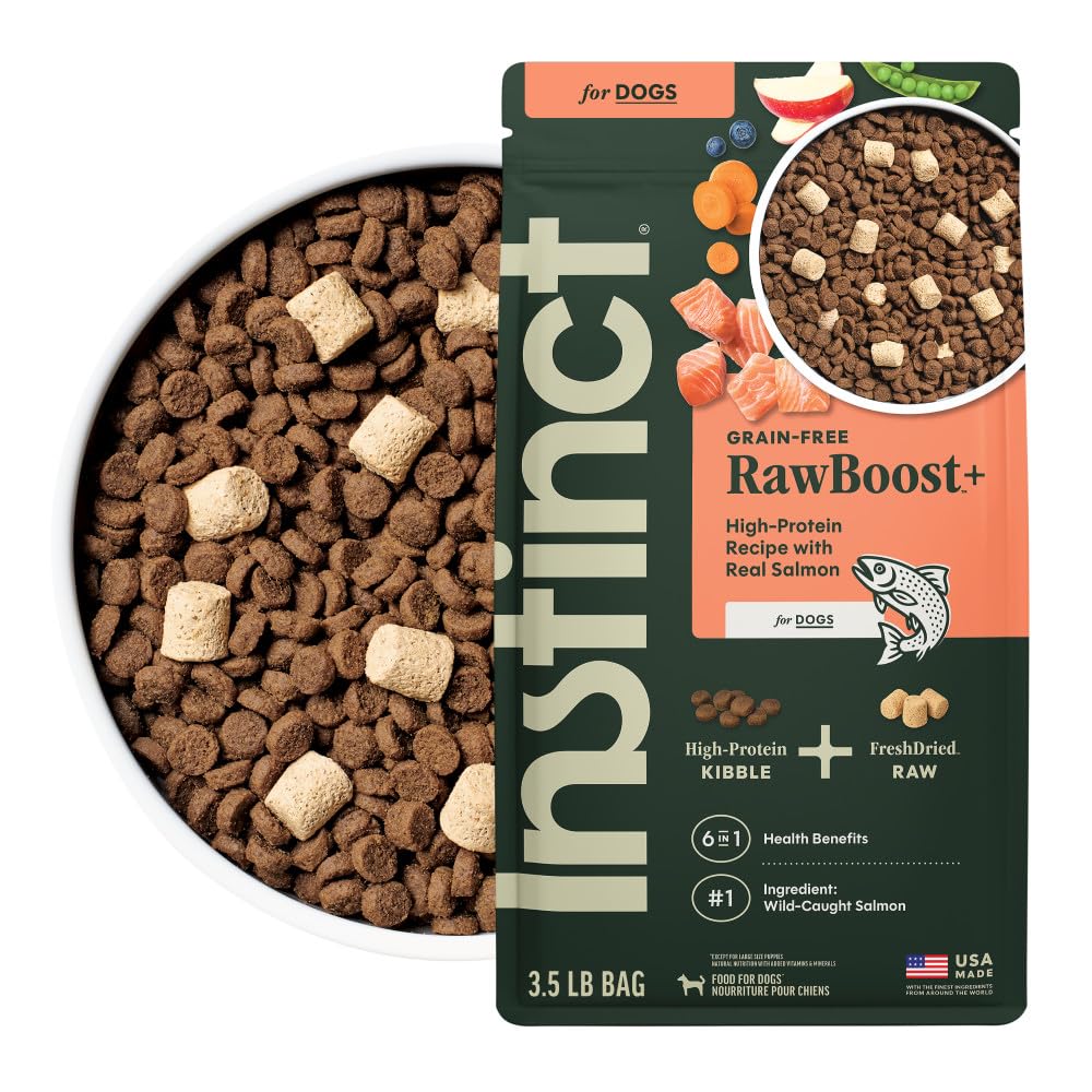Instinct Raw Boost, Natural Dry Dog Food with Freeze Dried Pieces, High Protein, Grain Free Recipe - Real Salmon, 3.5 lb. Bag