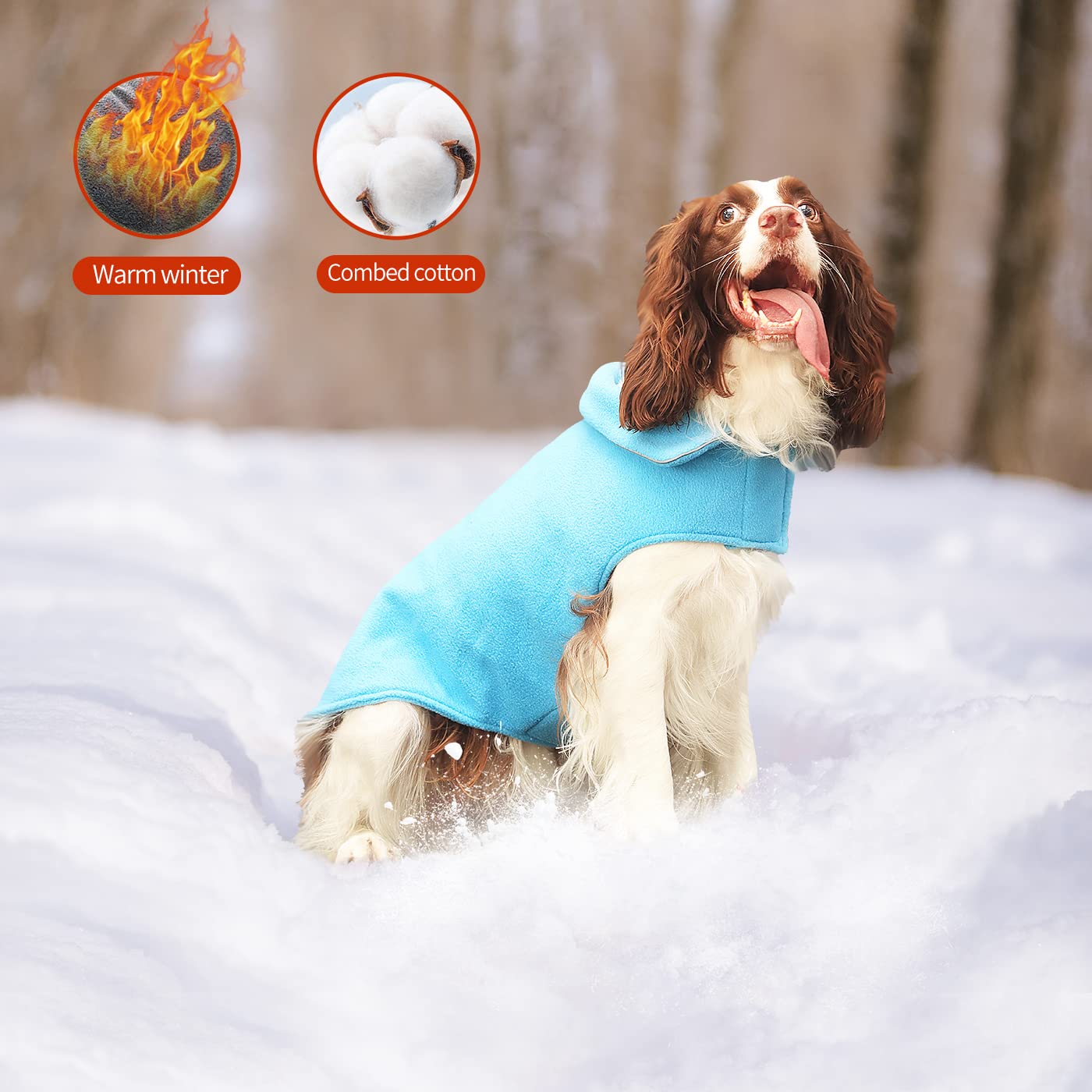Fleece Dog Coat Pet Jacket Reflective For Cold Weather For Extra Large To Small Pets(Red,2Xl)