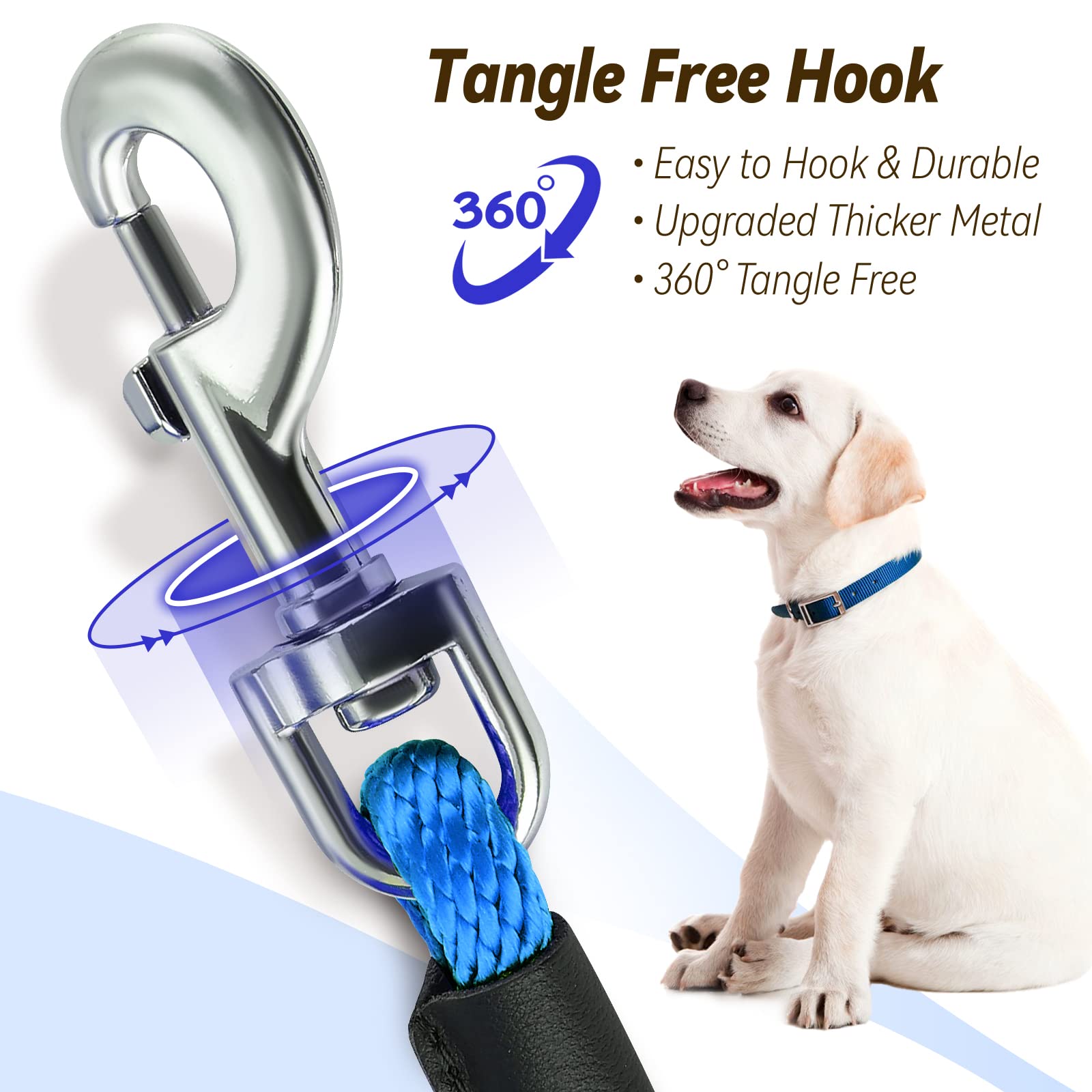 Lynxking Check Cord Dog Leash Long Lead Training Tracking Line Comfortable Handle Heavy Duty Puppy Rope 10Ft 15Ft 30Ft 50Ft For Small Medium Large Dog Blue