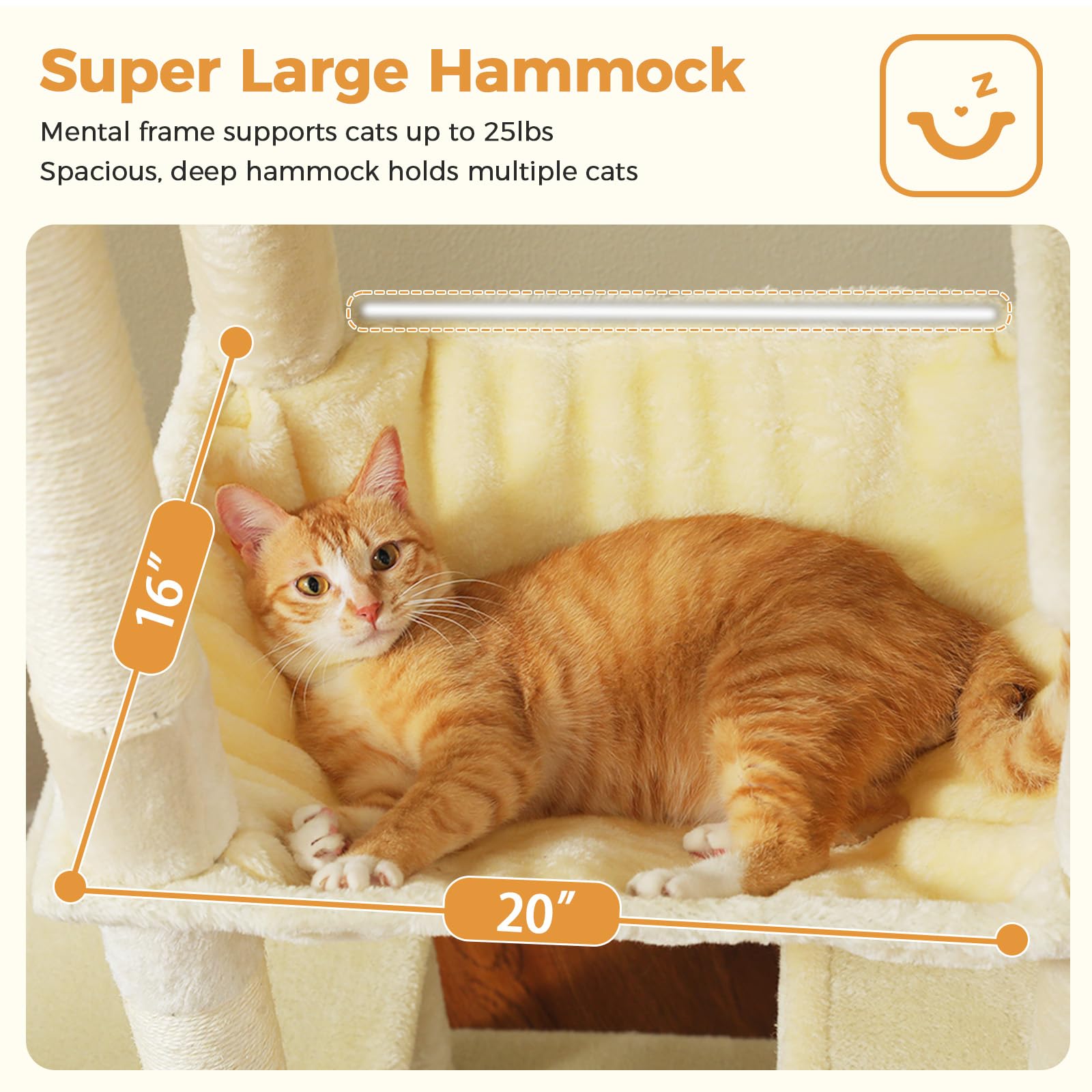 Uymi 71 Inch Tall Cat Tree For Indoor Cats Large Adult, Multi-Level Cat Tower With Extra Large Hammock, 2 Cat Caves, Spacious To