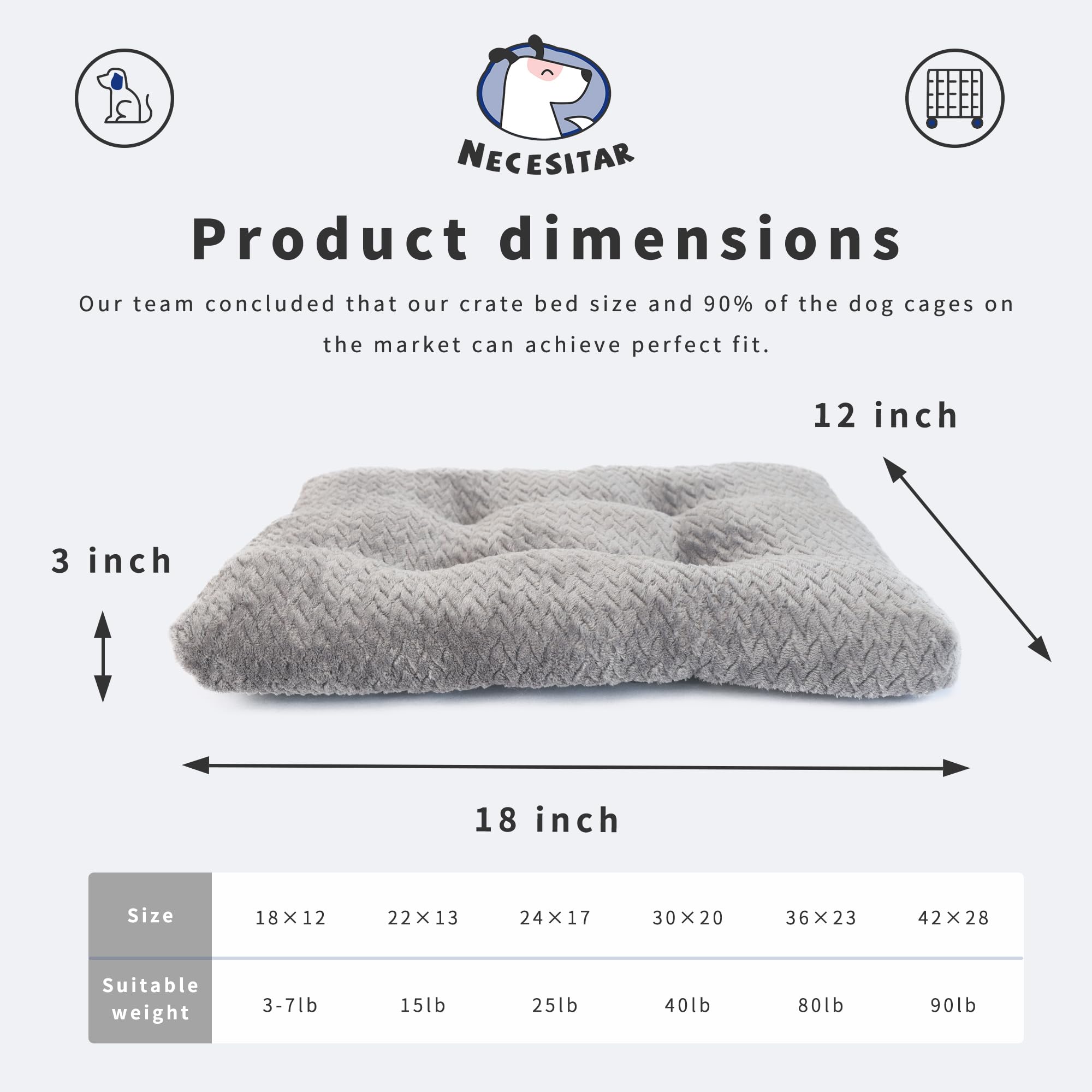 Necesitar Washable Dog Crate Bed 18 Inch Small Anti-Slip Waterproof Warming Cozy Soft Pet Puppy, Dog Pillows For Small Dogs Tire