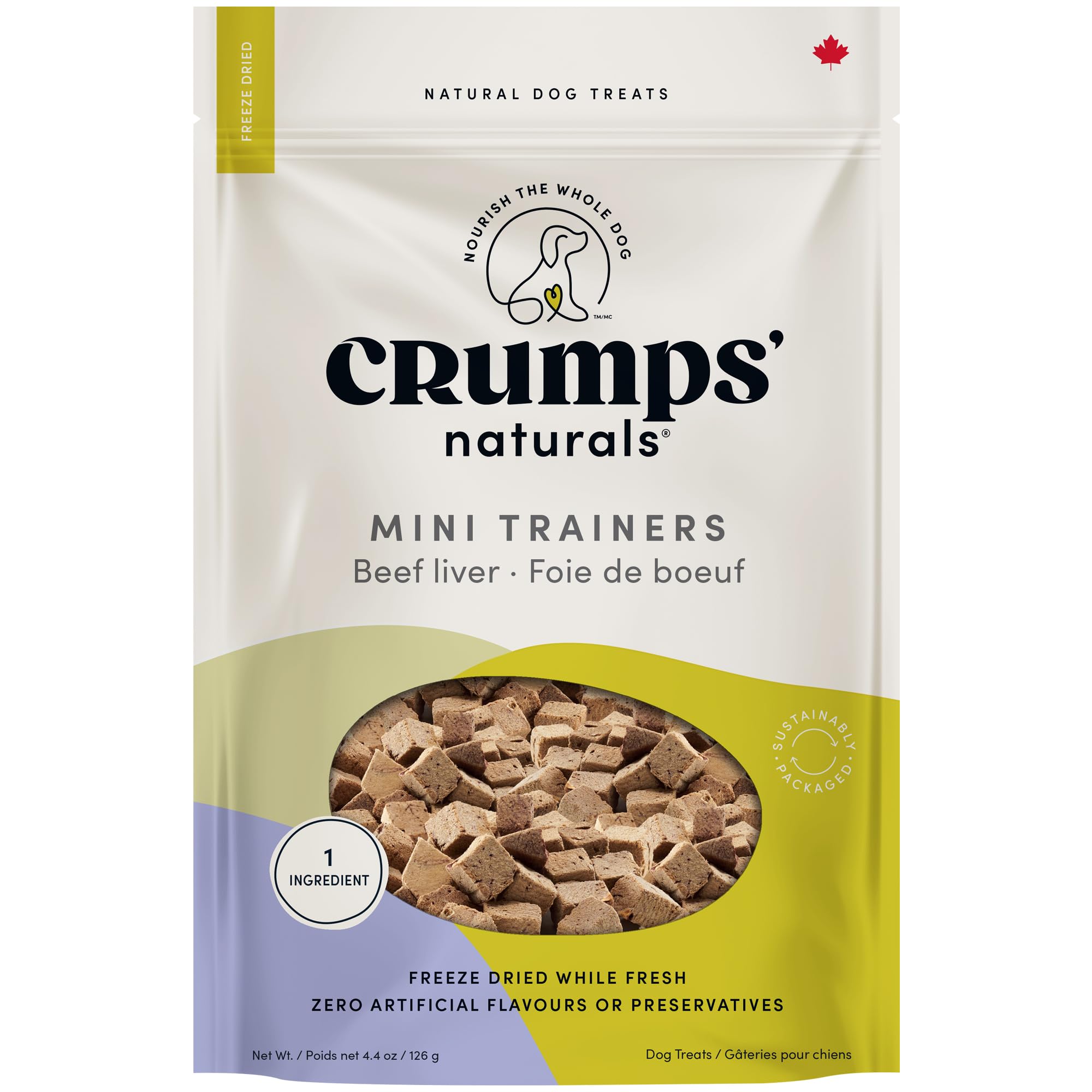 Crumps Naturals Freeze Dried Beef Liver Mini Trainers, 3.7oz / 105g, Brown