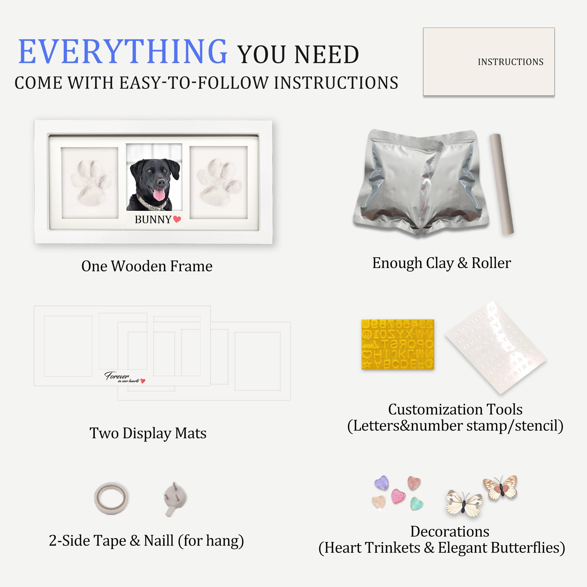 Mypawlets Paw Print Kit For Dog Cat,Pet Paw Print Impression Kit With Customization Tools,Pawprint Keepsake,Soft&Uncrackable Paw