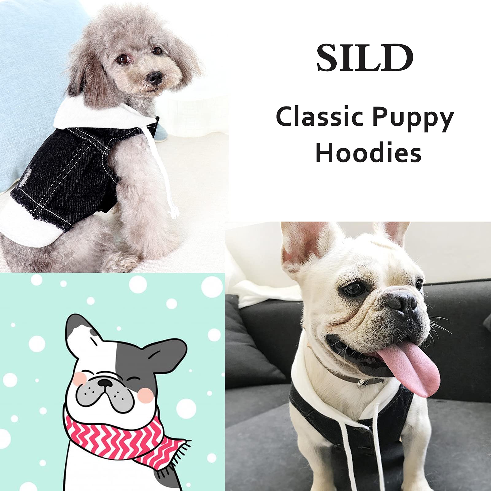 Sild Pet Clothes Dog Jeans Jacket Cool Blue Denim Coat Small Medium Dogs Lapel Vests Classic Hoodies Puppy Blue Vintage Washed Clothes (Plaid Hat,M)