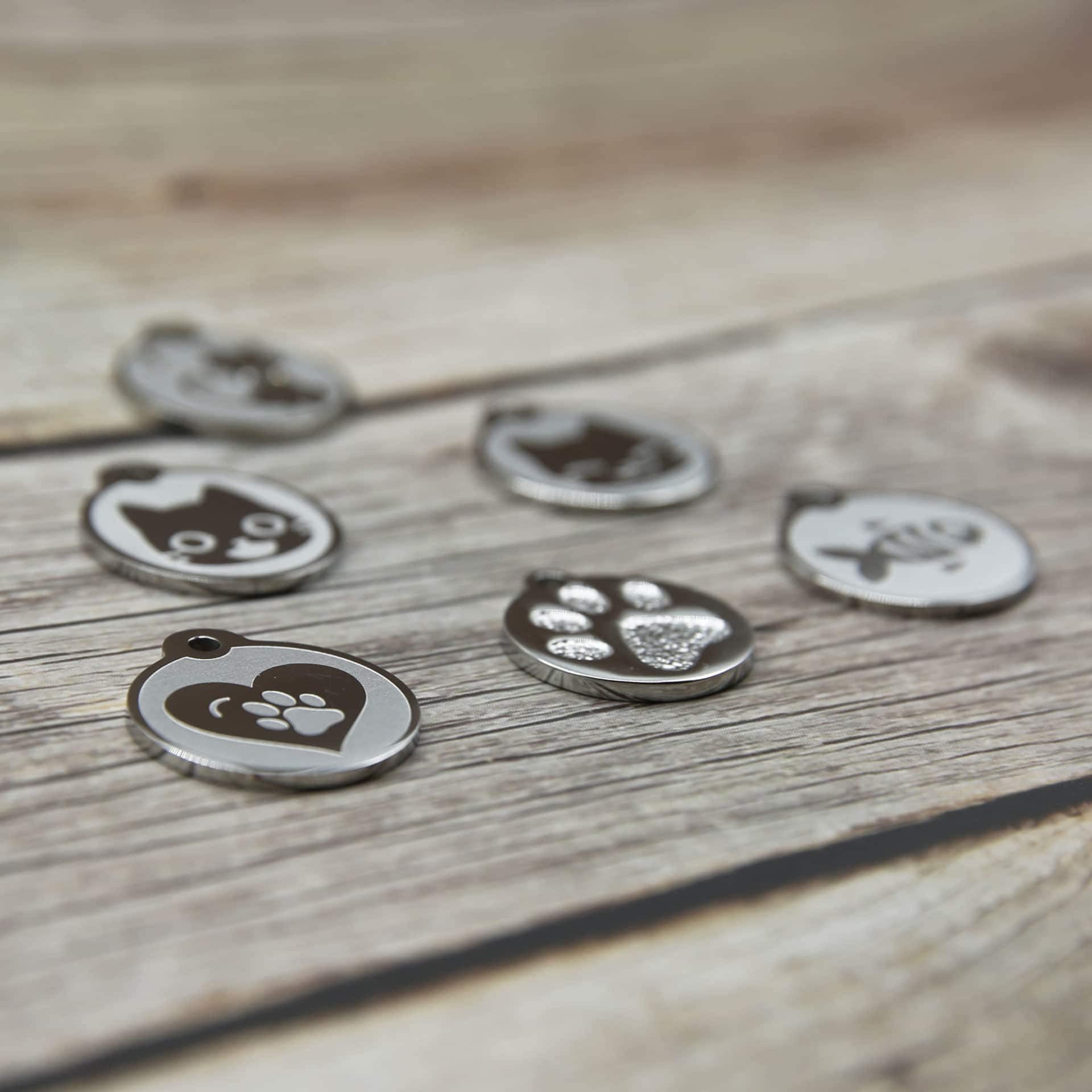 Stainless Steel Cat Id Tags - Engraved Personalized Cat Tags Includes Up To 4 Lines Of Text With Round Paw Shape