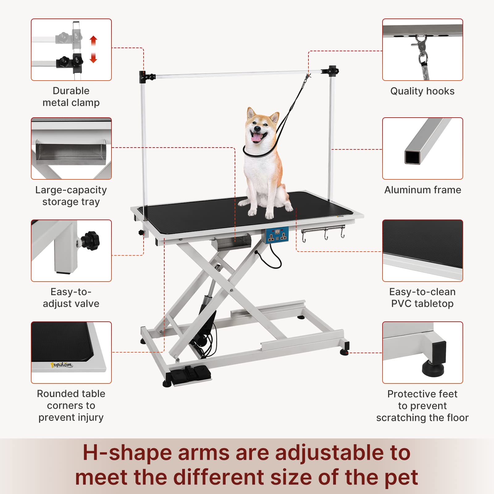 Pupihom 50 Electric Lift Pet Dog Grooming Table For Small Medium Large Dogs, Heavy Duty Professional Large Drying Table With Adj