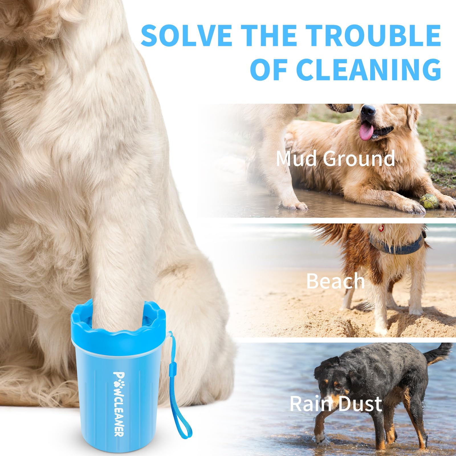 Dog Paw Cleaner, Washer, Buddy Muddy Pet Foot Cleaner For Small Medium Large Breed Dogs/Cats (With 3 Absorbent Towel)