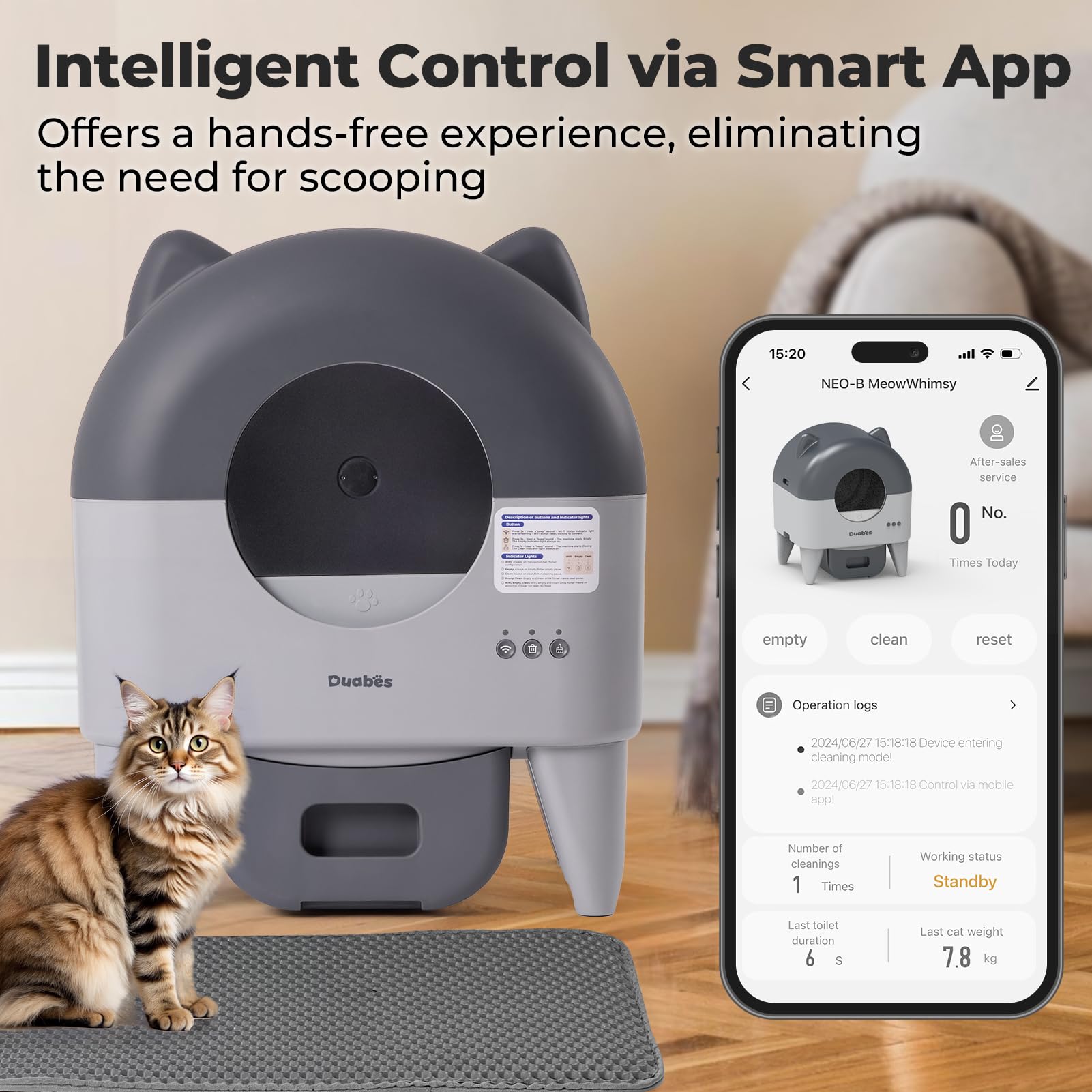 Self Cleaning Litter Box Automatic: Extra Large Self-Cleaning for Multiple Cats - APP-Controlled with Smart Sensors - Odor-Free