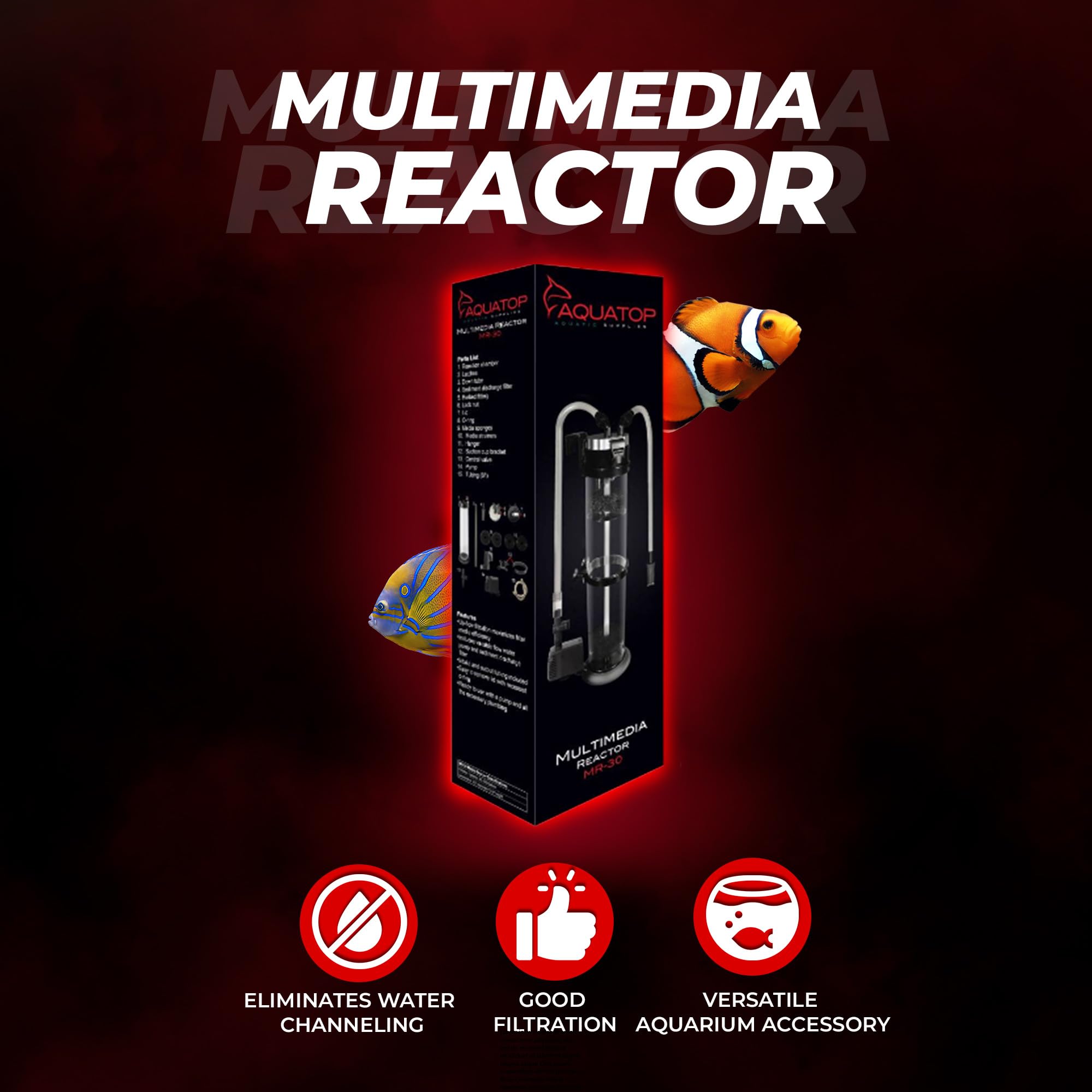 Aquatop Media Reactor - For 50-200 Gallon Tanks - Includes Adjustable Water Pump - Intake And Output Tubing Included - Versatile Reactor