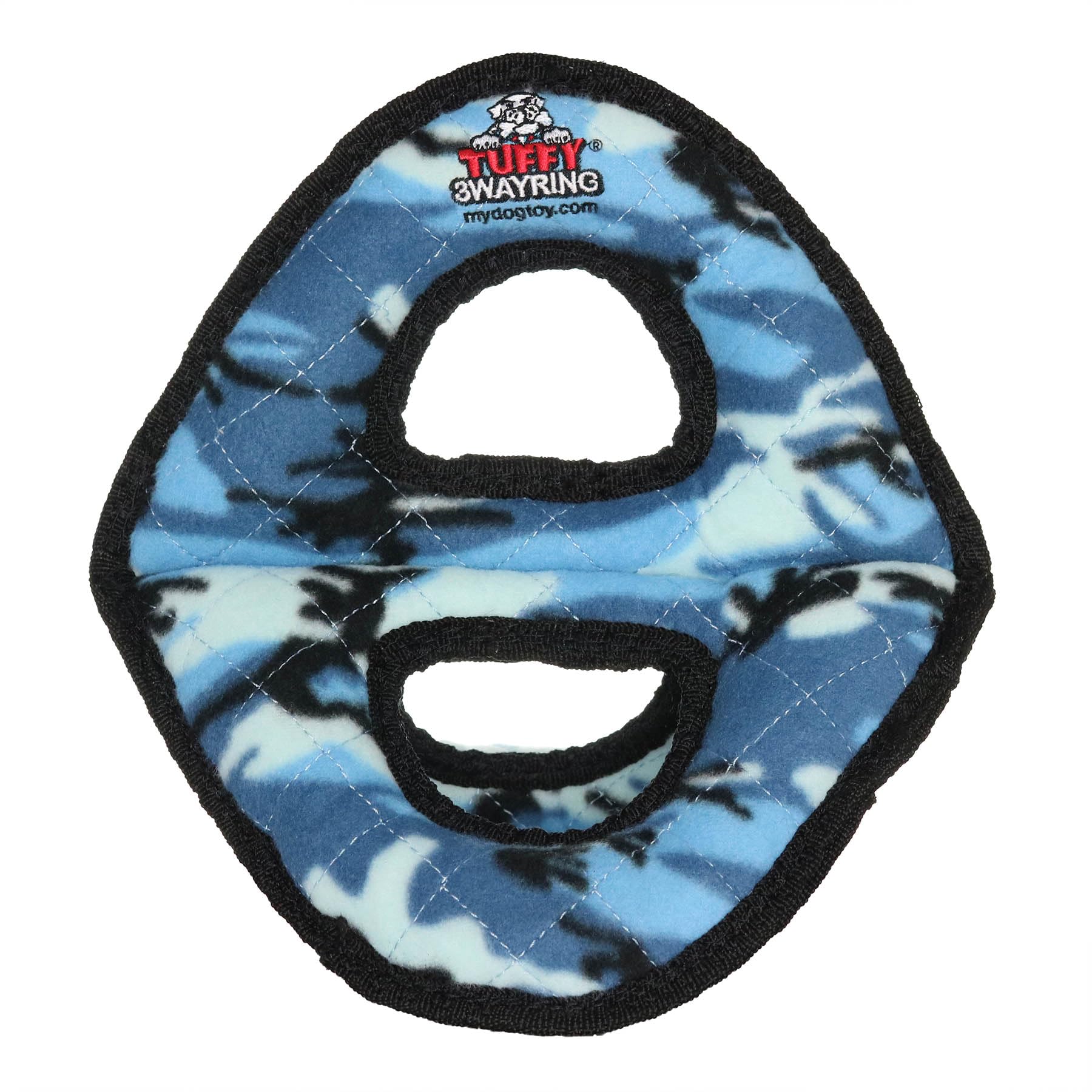 TUFFY- World's Tuffest Soft Dog Toy-Ultimate 3Way Ring-Camo Blue -Squeakers -Multiple Layers. Made Durable, Strong & Tough. Inte