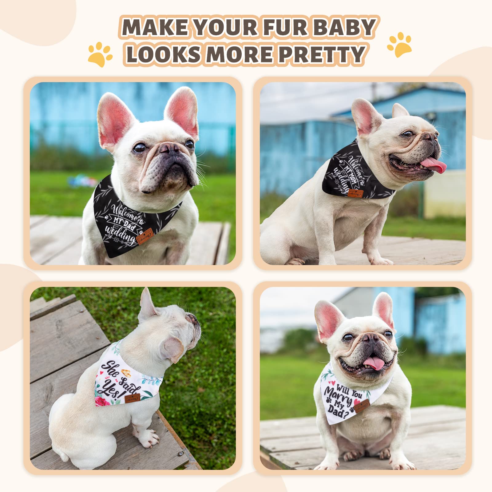 Charcy Bandanas 4 Pack, Fall Dog Bandana For Boy Girl Holiday Birthday, Adjustable Durable Scarf, Unique Design - Marry Small