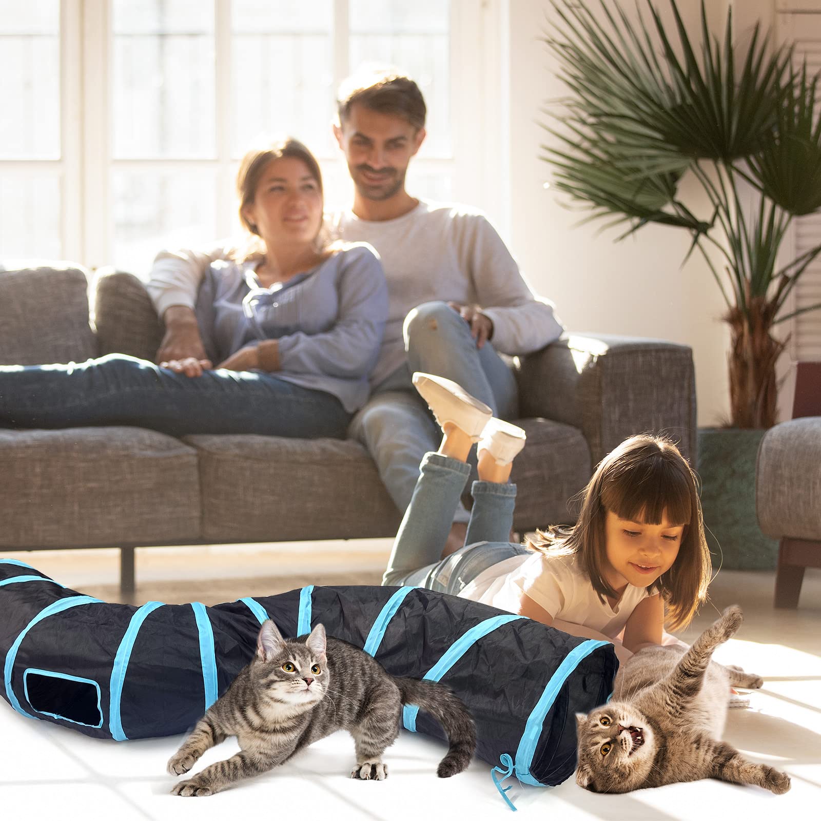 Bemodst S-Type Cat Tunnel, 2 Way/3 Way/4 Way/5 Way Collapsible S-Shape Small Animal Tubes Kitty Tunnels Interactive Maze House Toy With Storage Bag For Kitten Puppy Rabbit Guinea Pig … (2-Way)