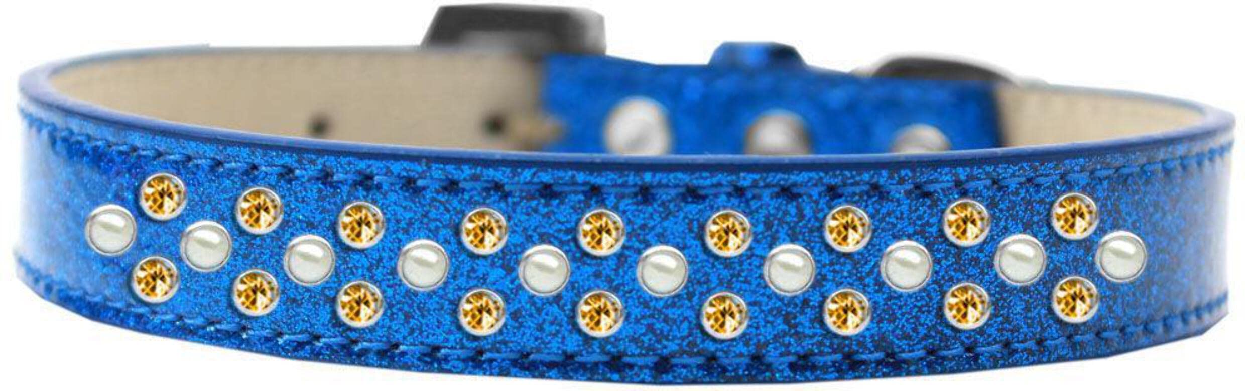 Mirage Pet Products Sprinkles Ice Cream Dog Collar with Pearl and Yellow Crystals, Size 14, Blue