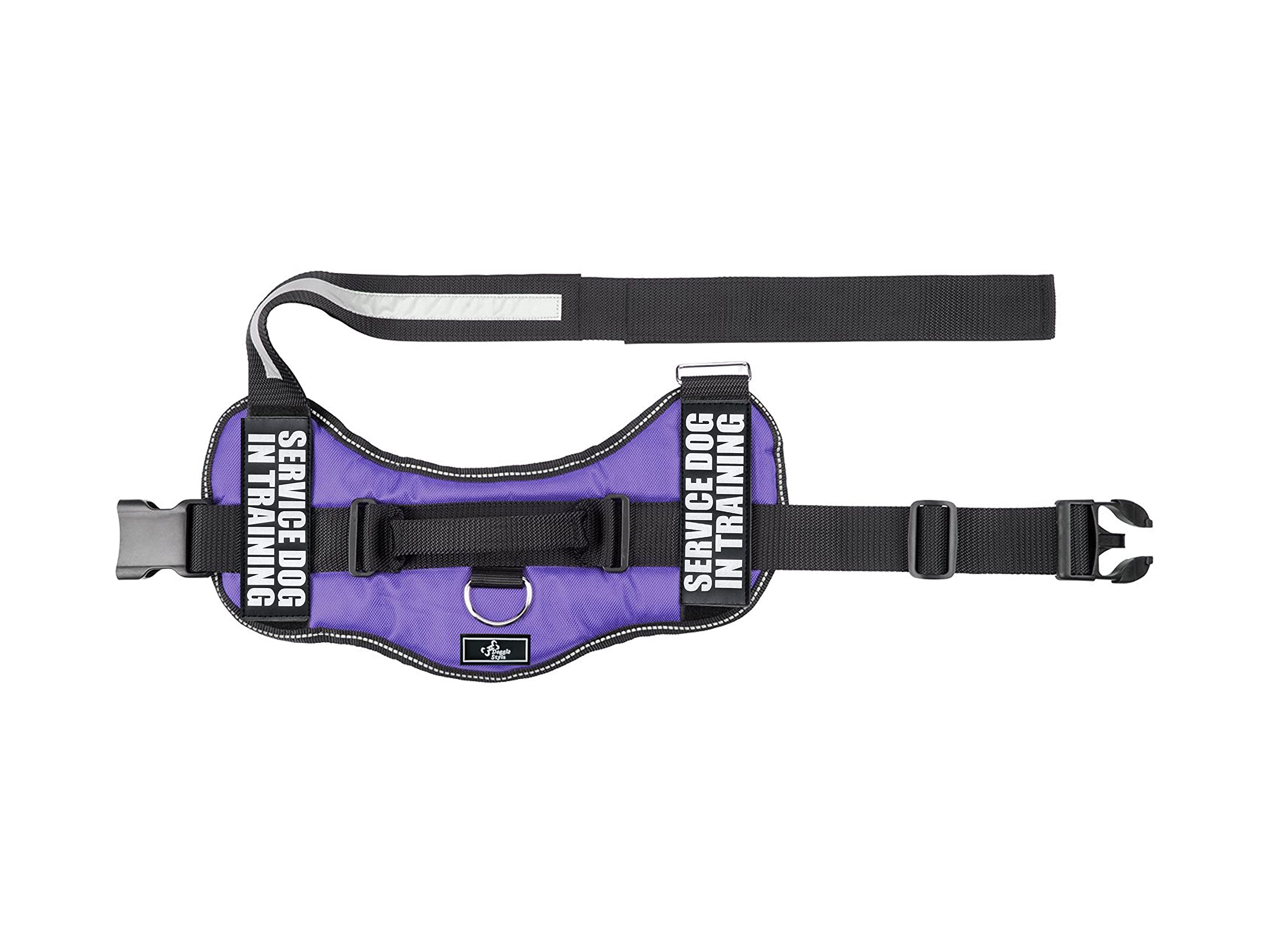 Doggie Stylz Service Dog in Training Vest, Purple, Neoprene, Girth 19-25", Reflective Patches, Sizes XXS to XXL