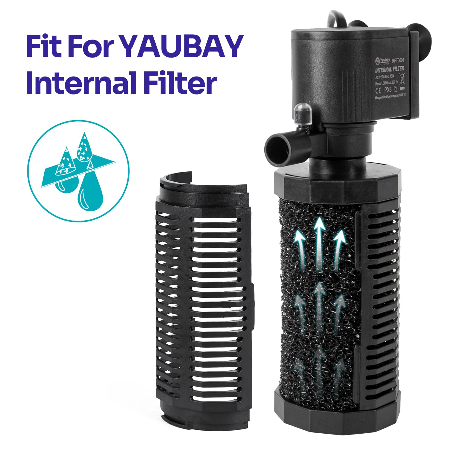 Yaubay 6 Pcs Internal Filter Sponge Foam, Aquarium Bio Sponge Rolls Of Fish Tank Filter Accessories 4.5'' X 2''